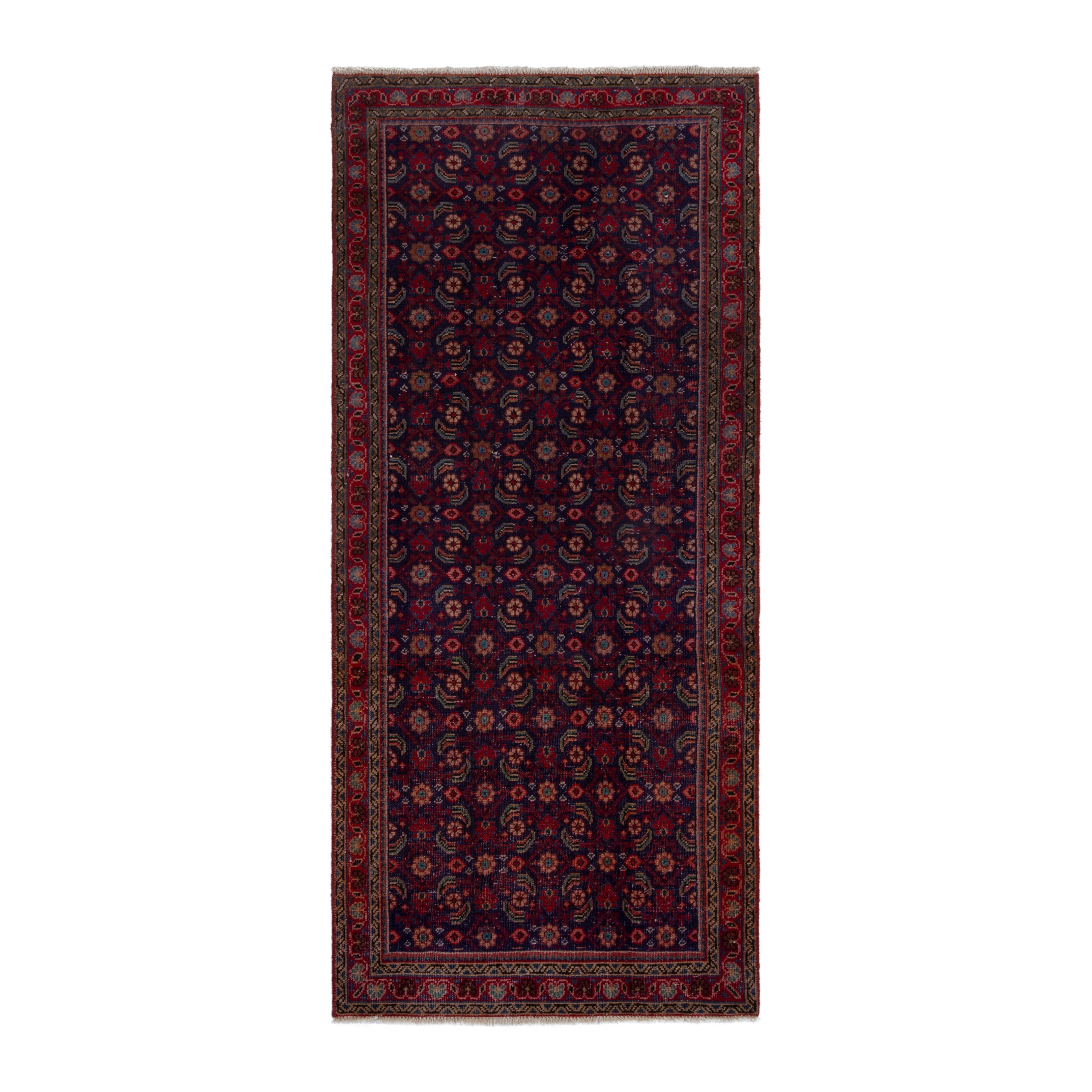 Persian Mahal runner rug in burgundy and deep red, 3'1" x 7'4"