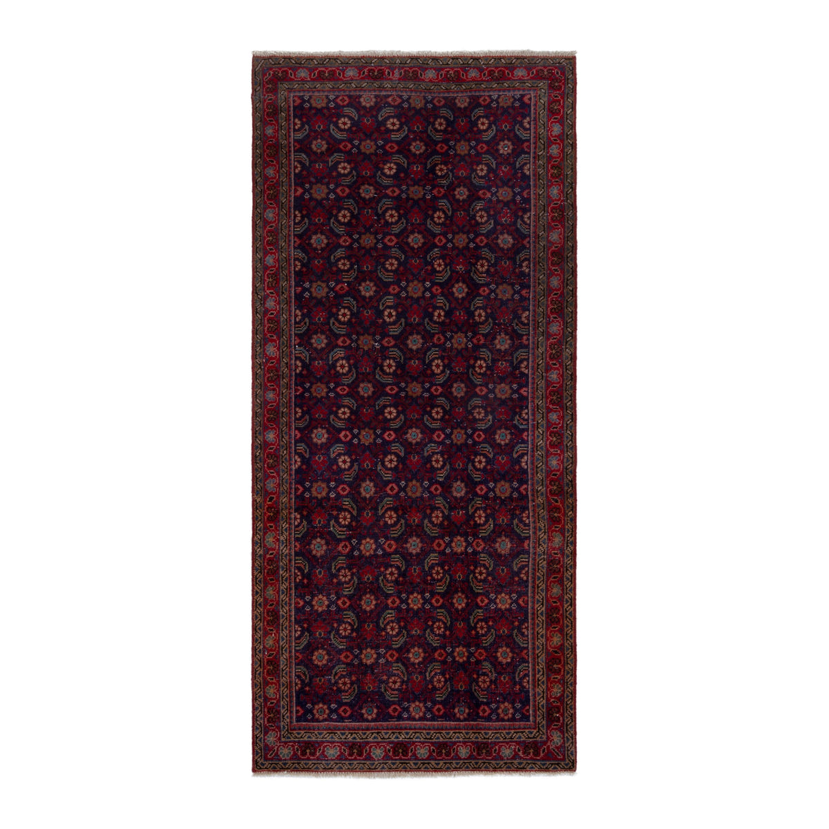 Persian Mahal runner rug in burgundy and deep red, 3'1" x 7'4"