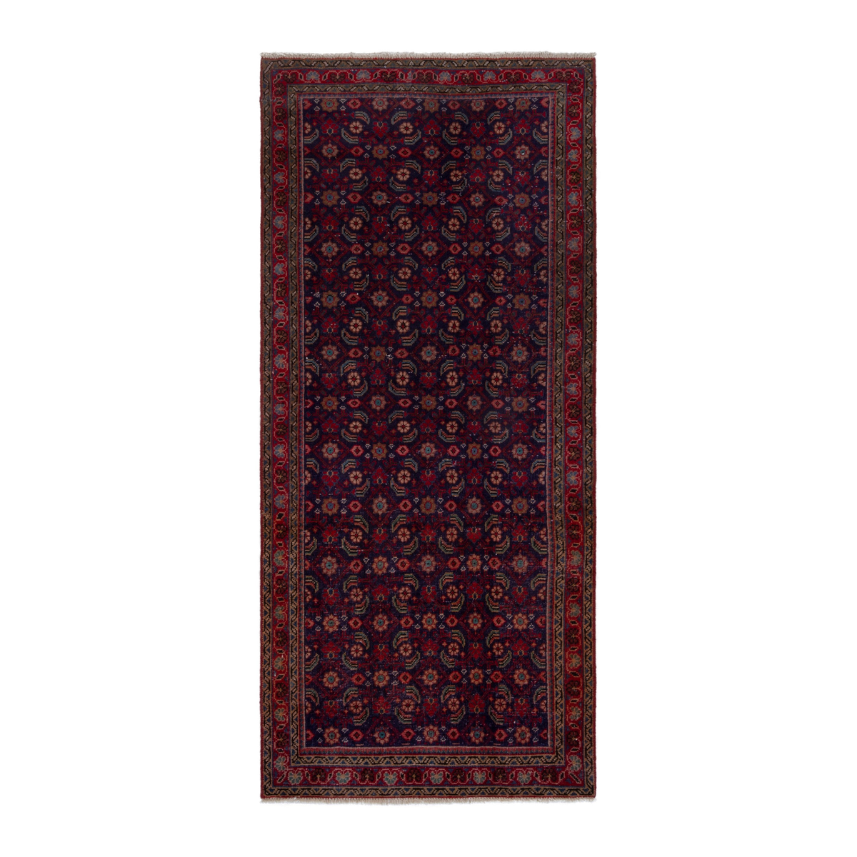 Persian Mahal runner rug in burgundy and deep red, 3'1" x 7'4"