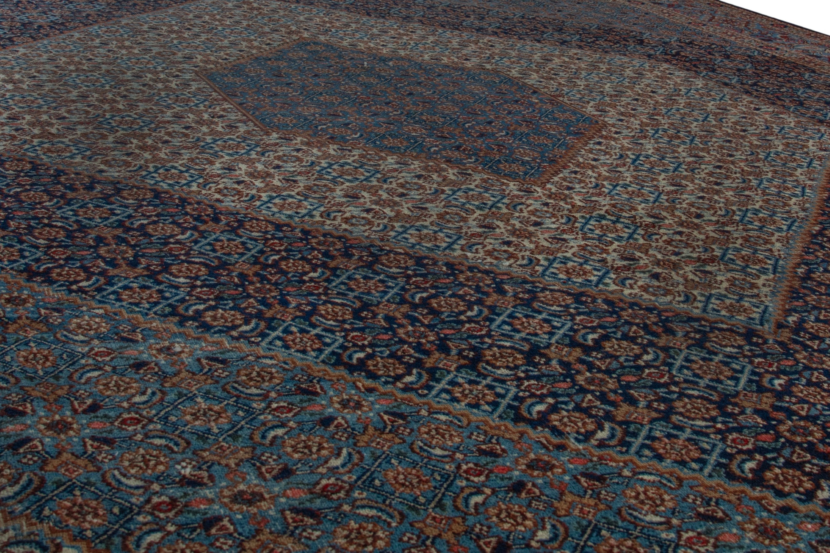 Persian Birjand oversized rug in dark blue and cream, view 10 of 21