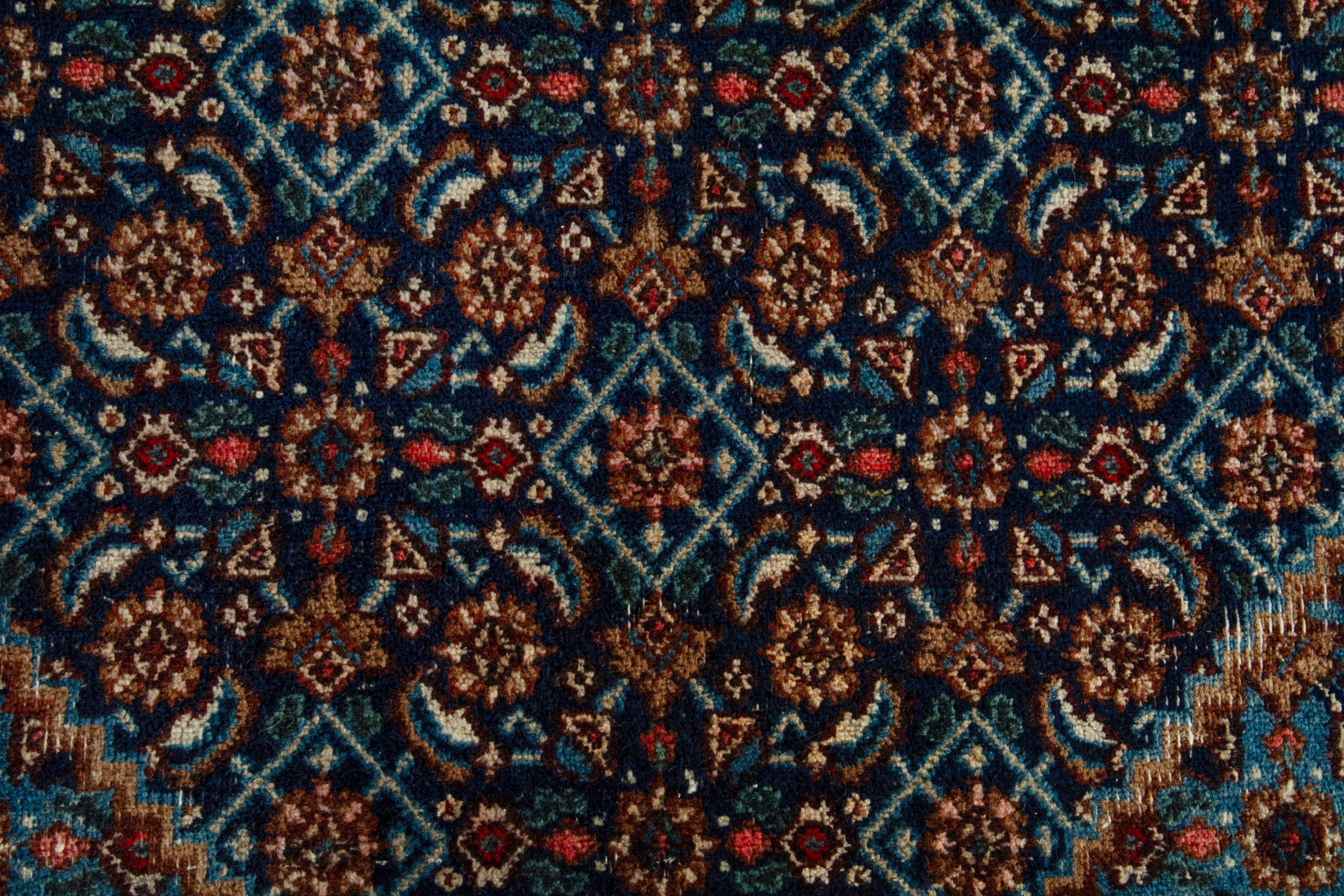 Persian Birjand oversized rug in dark blue and cream, view 11 of 21