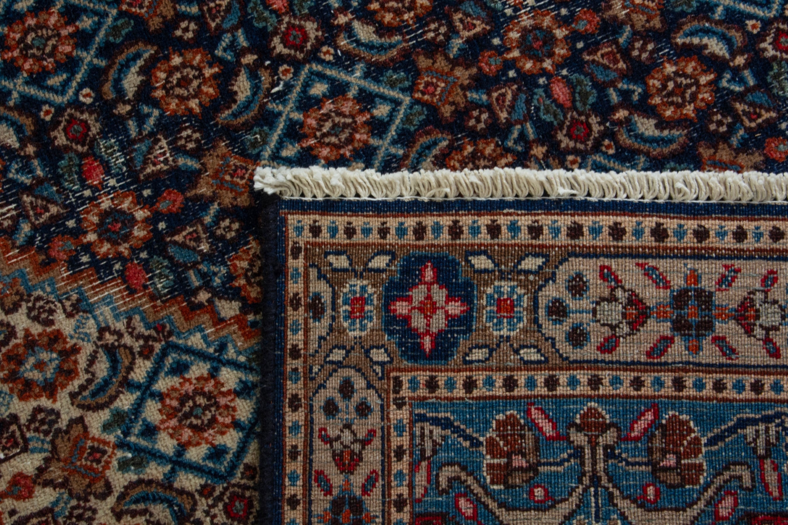 Persian Birjand oversized rug in dark blue and cream, view 21 of 21
