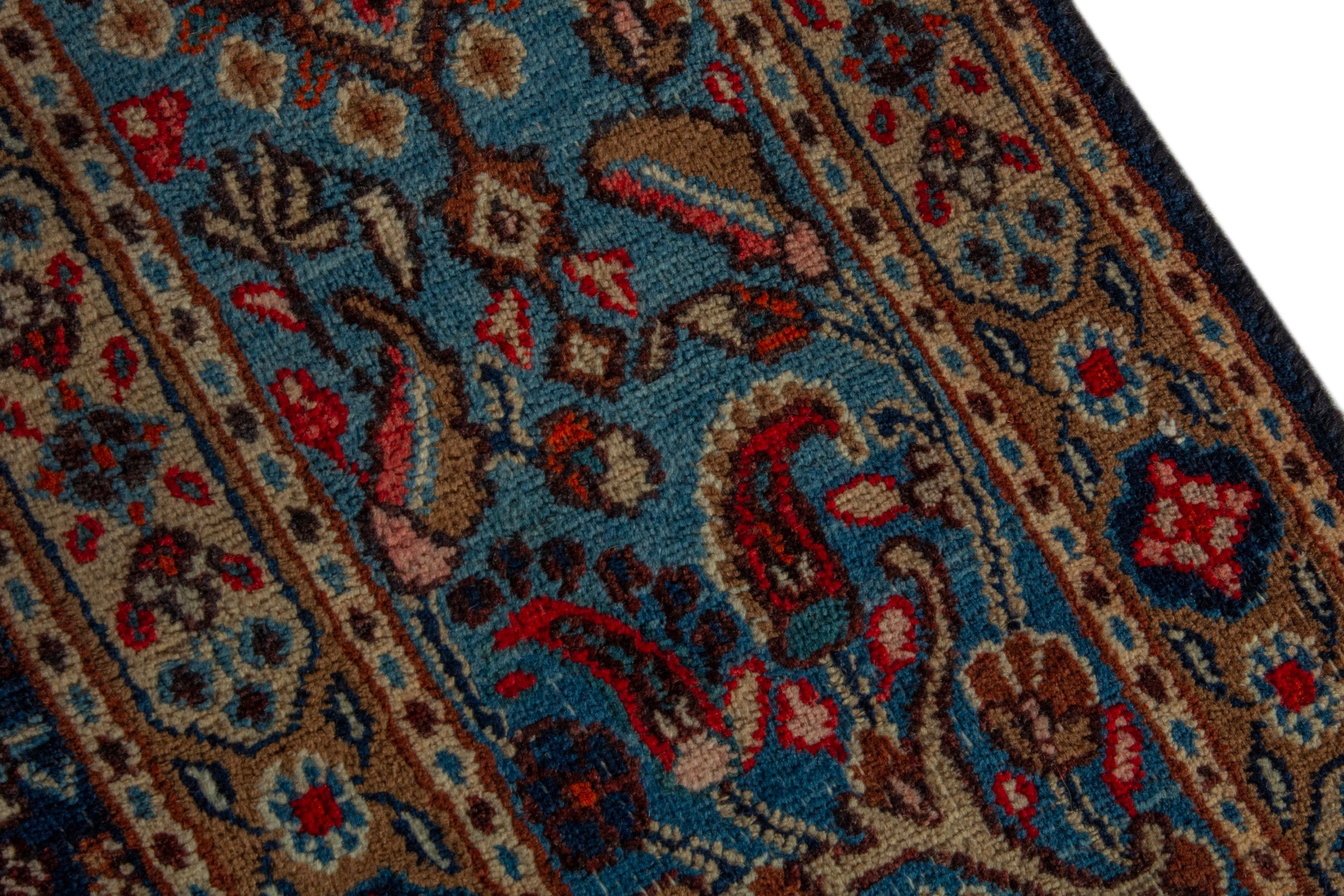 Persian Birjand oversized rug in dark blue and cream, view 7 of 21