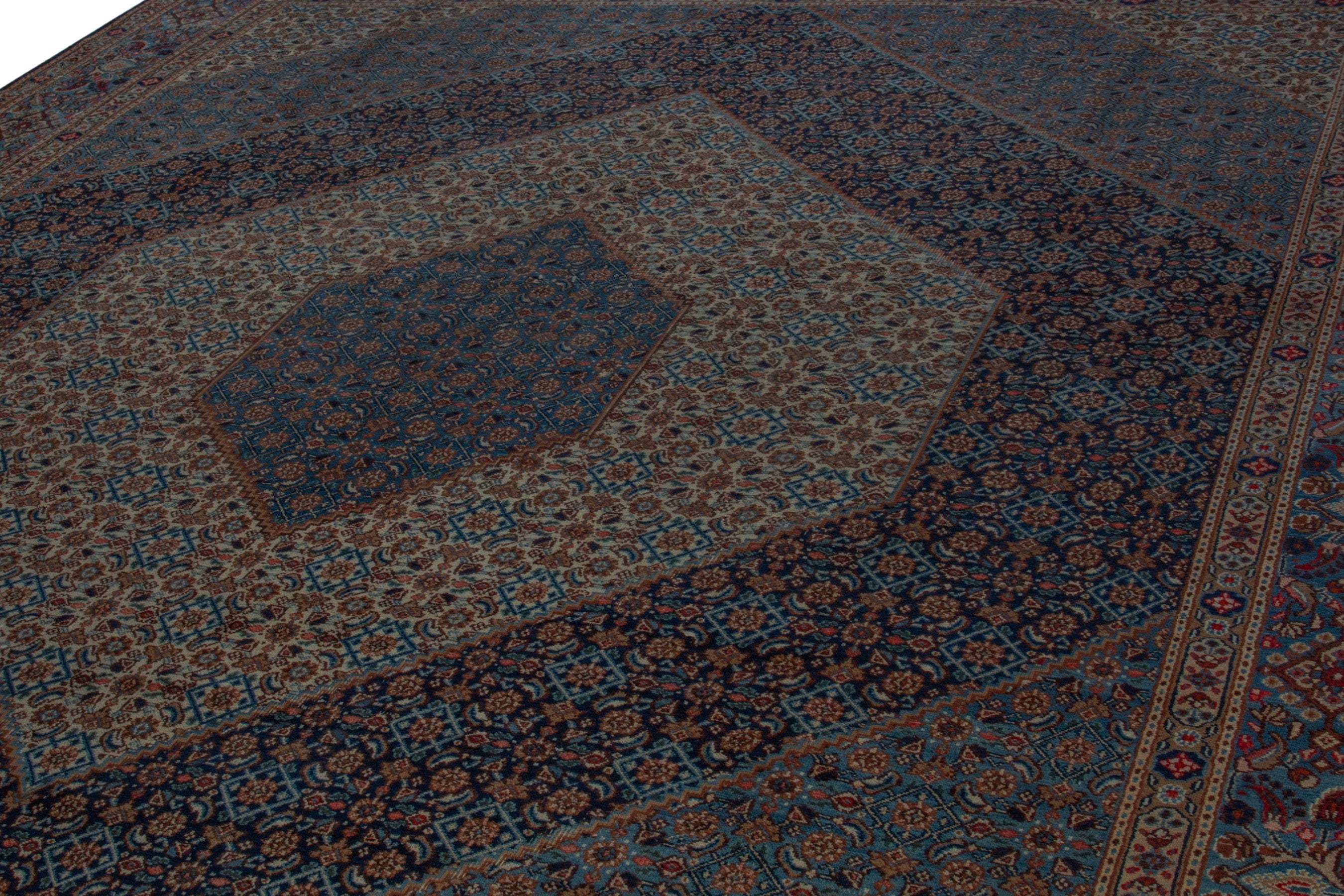 Persian Birjand oversized rug in dark blue and cream, view 9 of 21