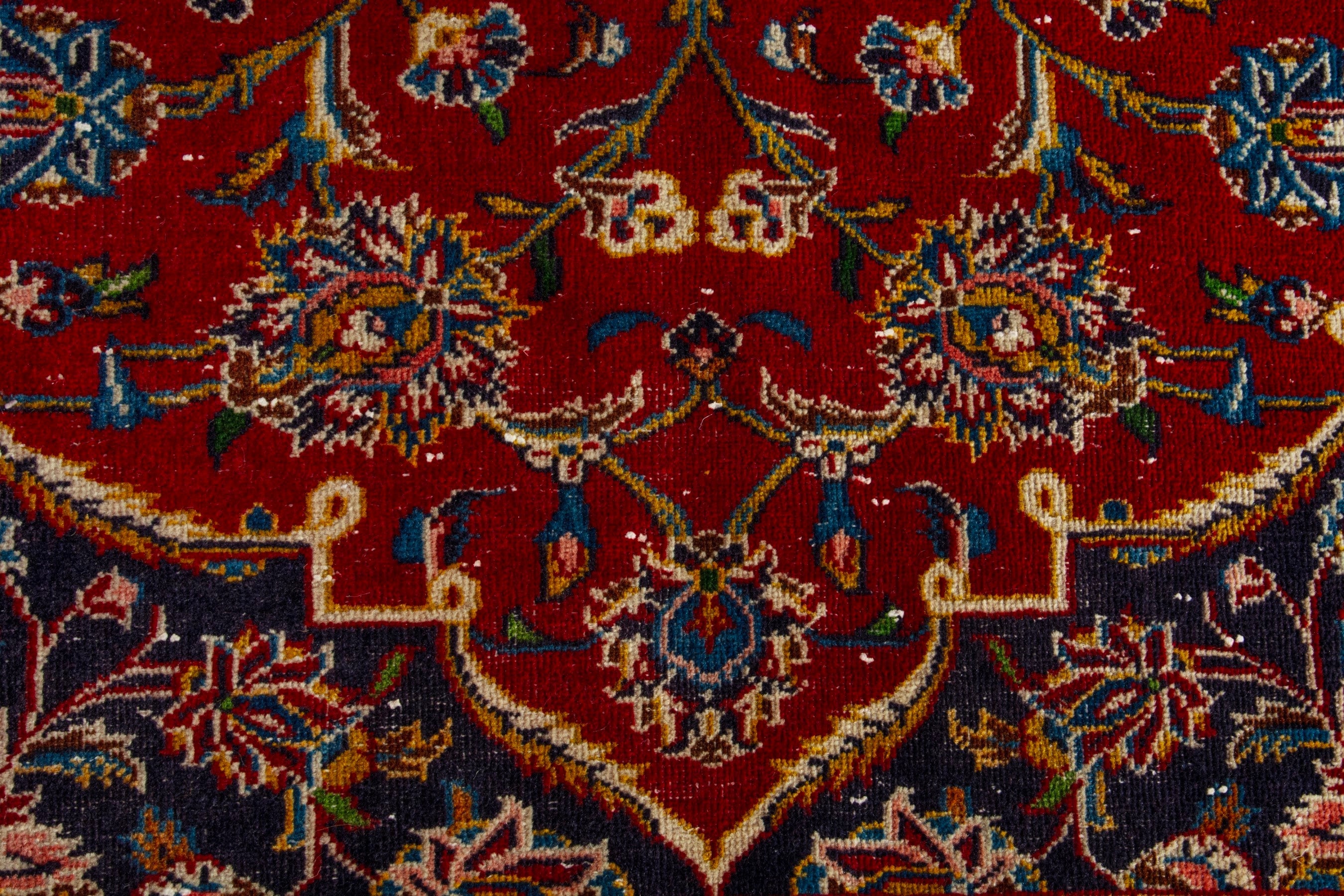 Persian Kashan oversized rug in deep red and dark brown, view 12 of 20