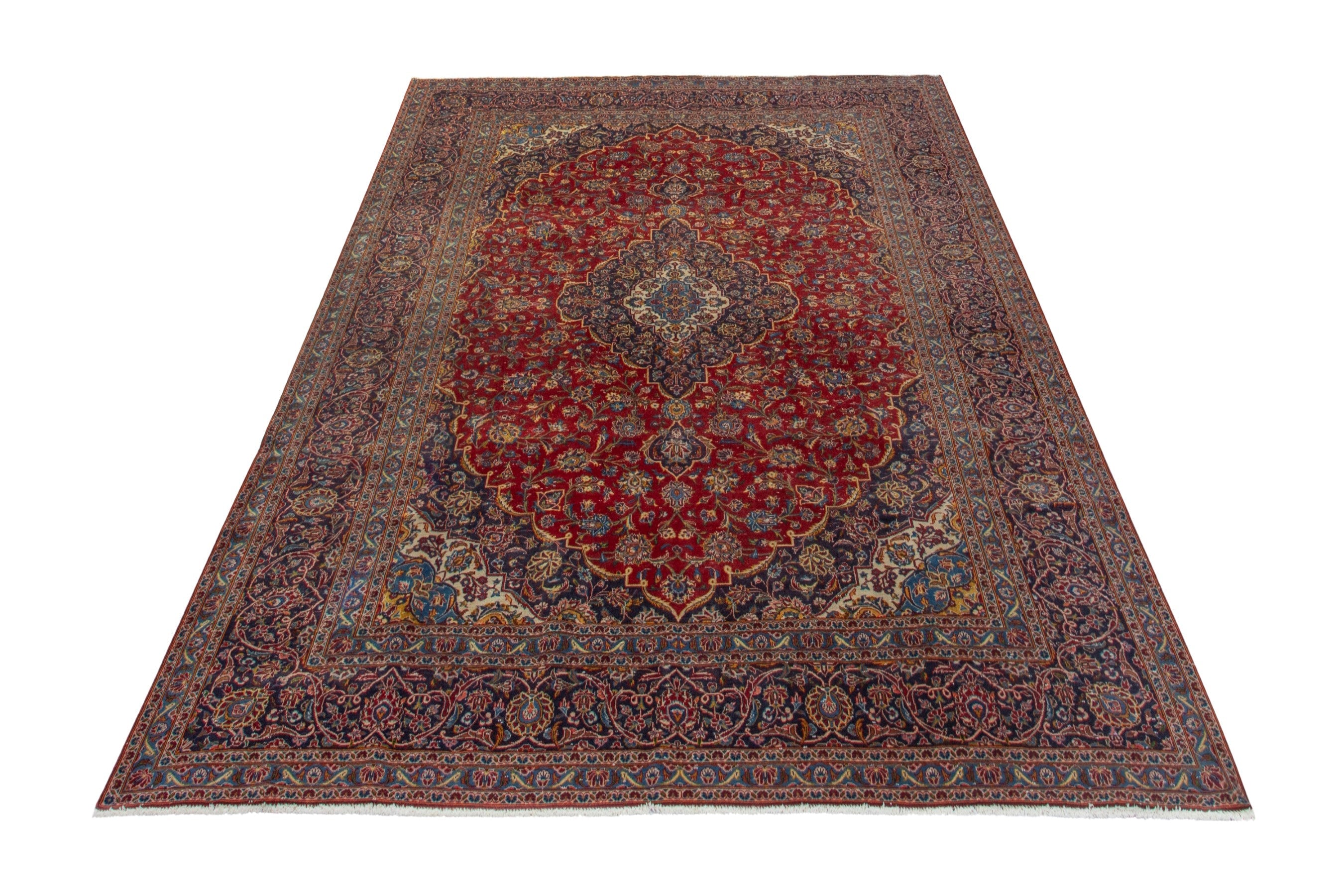 Persian Kashan oversized rug in deep red and dark brown, view 2 of 20