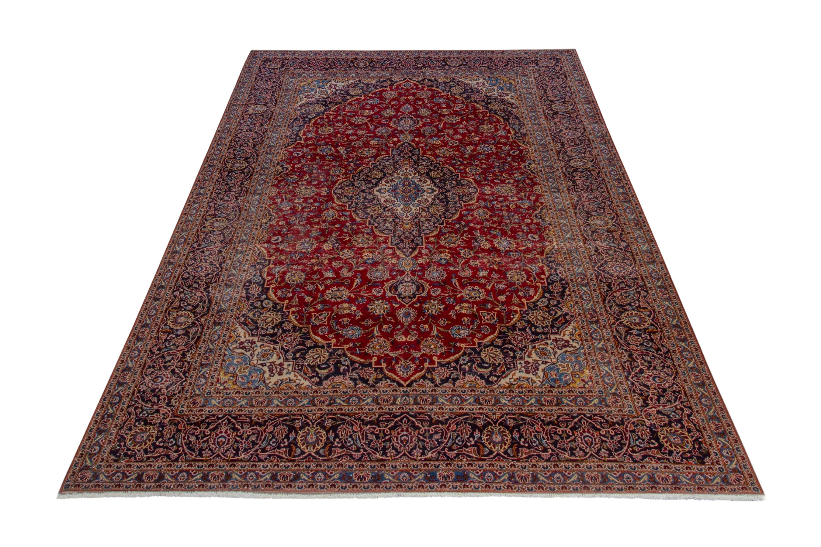 Persian Kashan oversized rug in deep red and dark brown, view 3 of 20