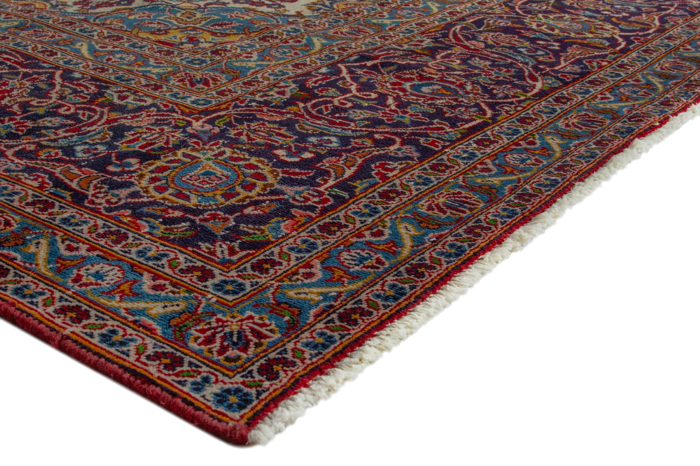 Persian Kashan oversized rug in deep red and dark brown, view 6 of 20