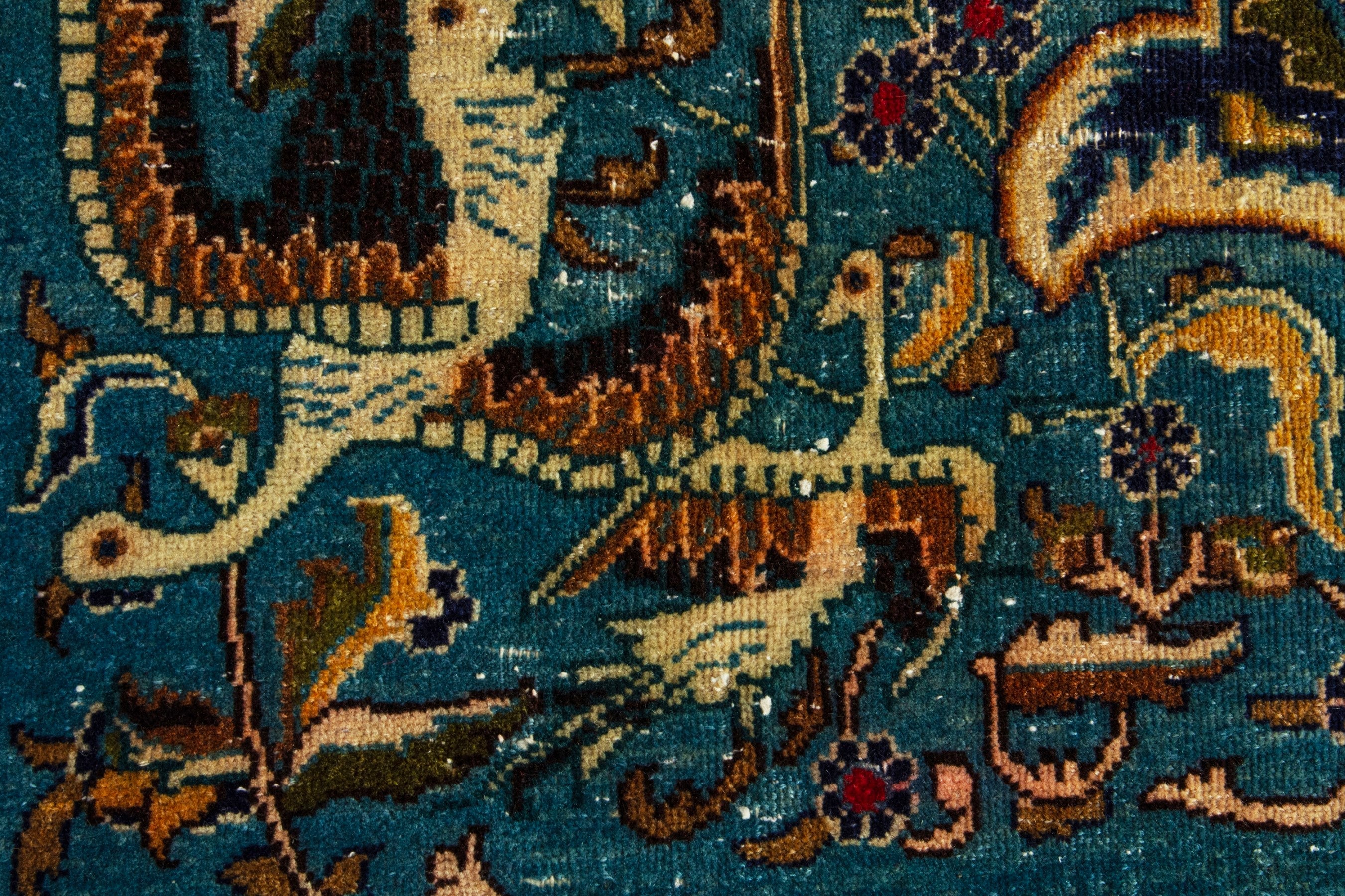 Persian Kashmar area rug in navy and gold, view 11 of 20