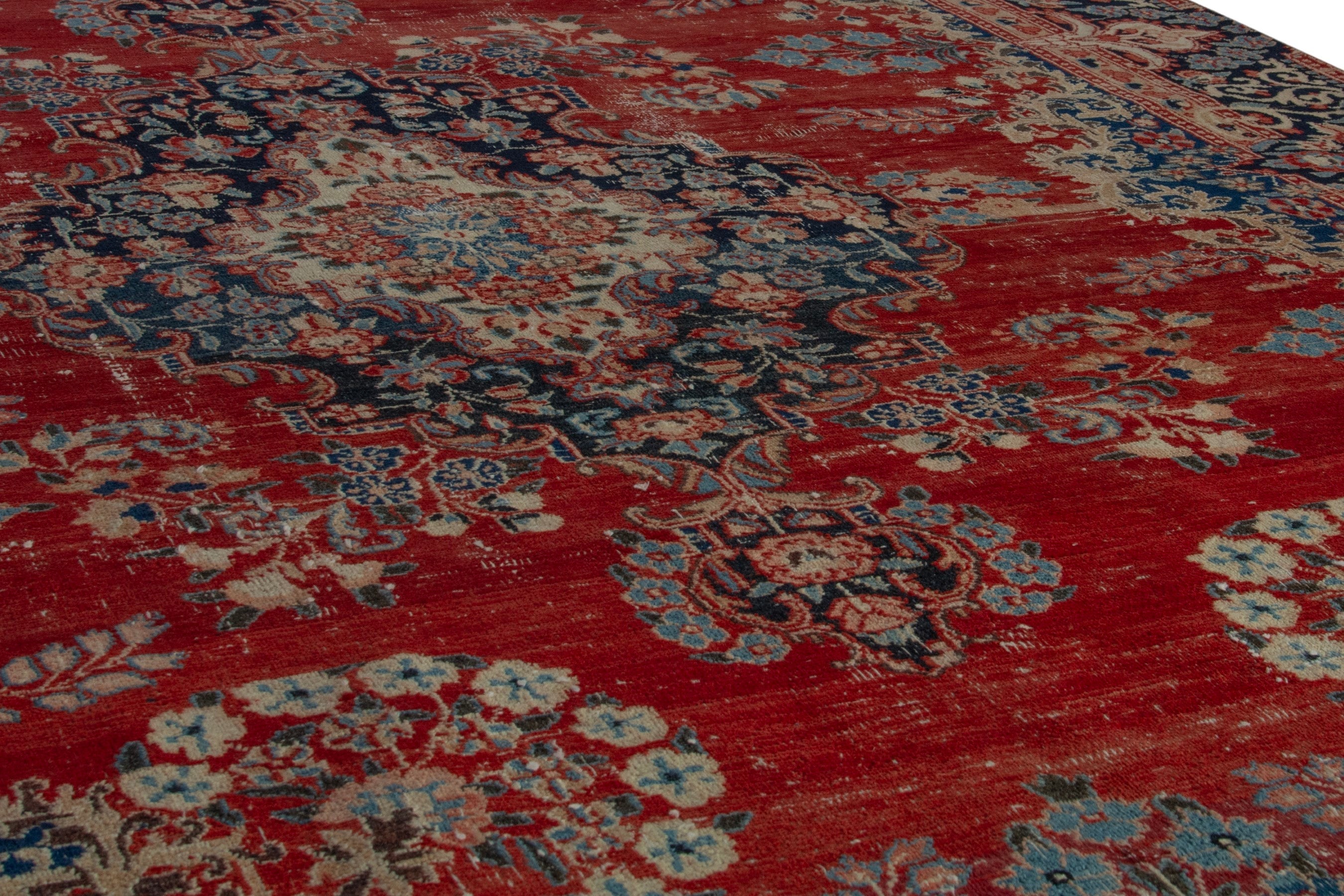 Persian Birjand area rug in deep red and navy, view 10 of 20