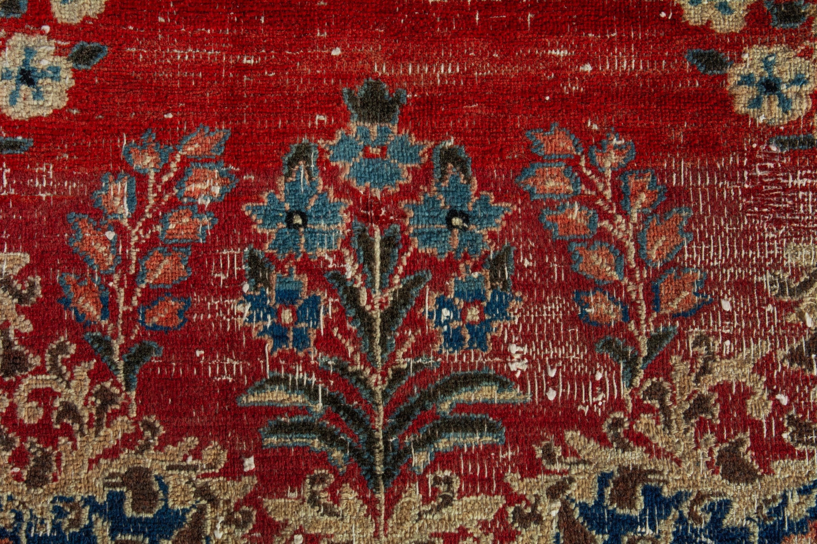 Persian Birjand area rug in deep red and navy, view 11 of 20