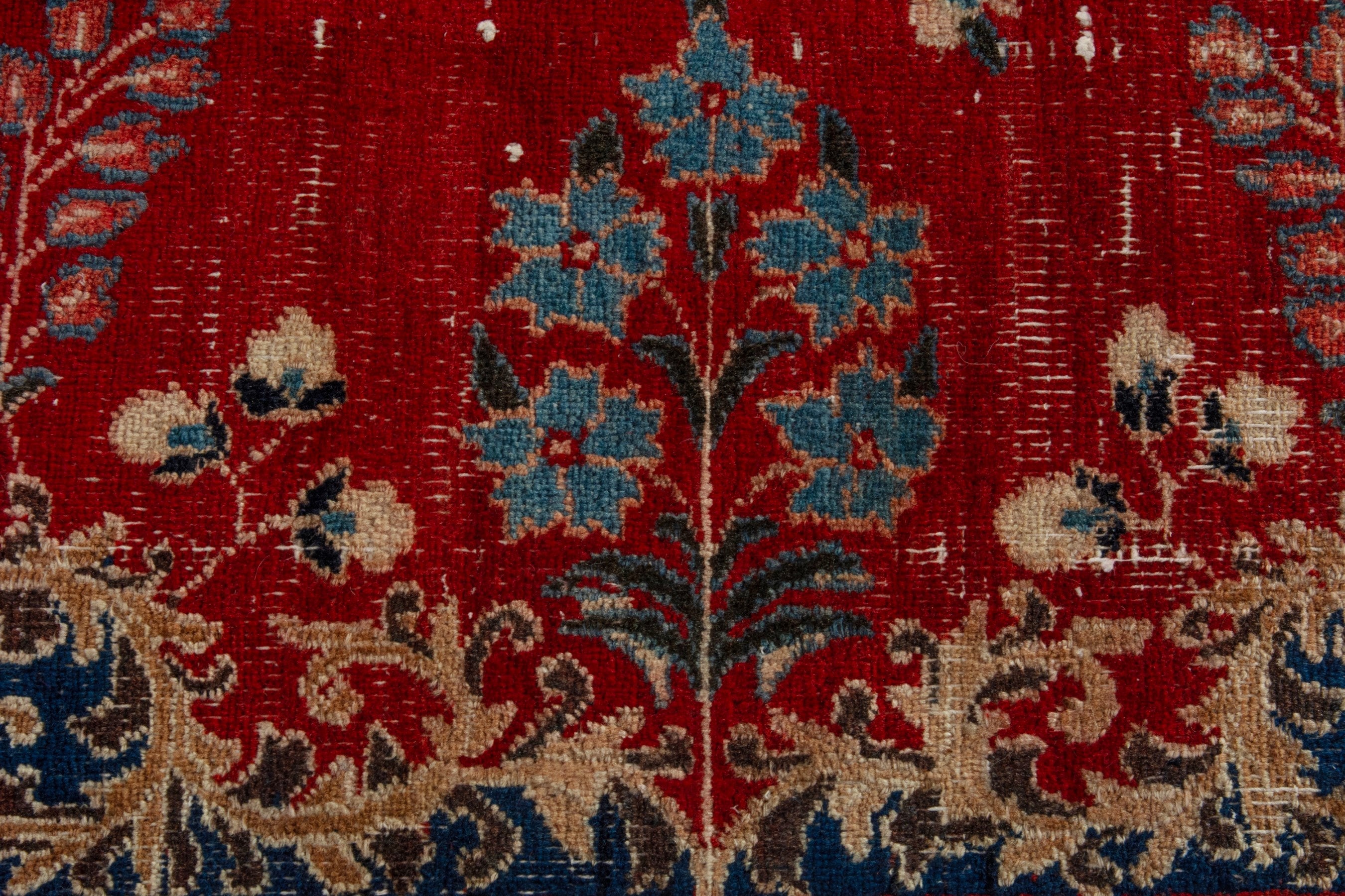 Persian Birjand area rug in deep red and navy, view 12 of 20