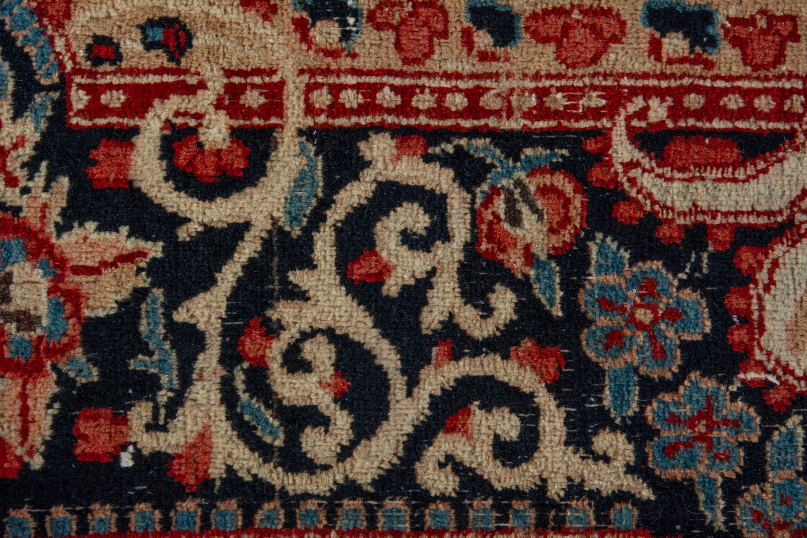 Persian Birjand area rug in deep red and navy, view 14 of 20
