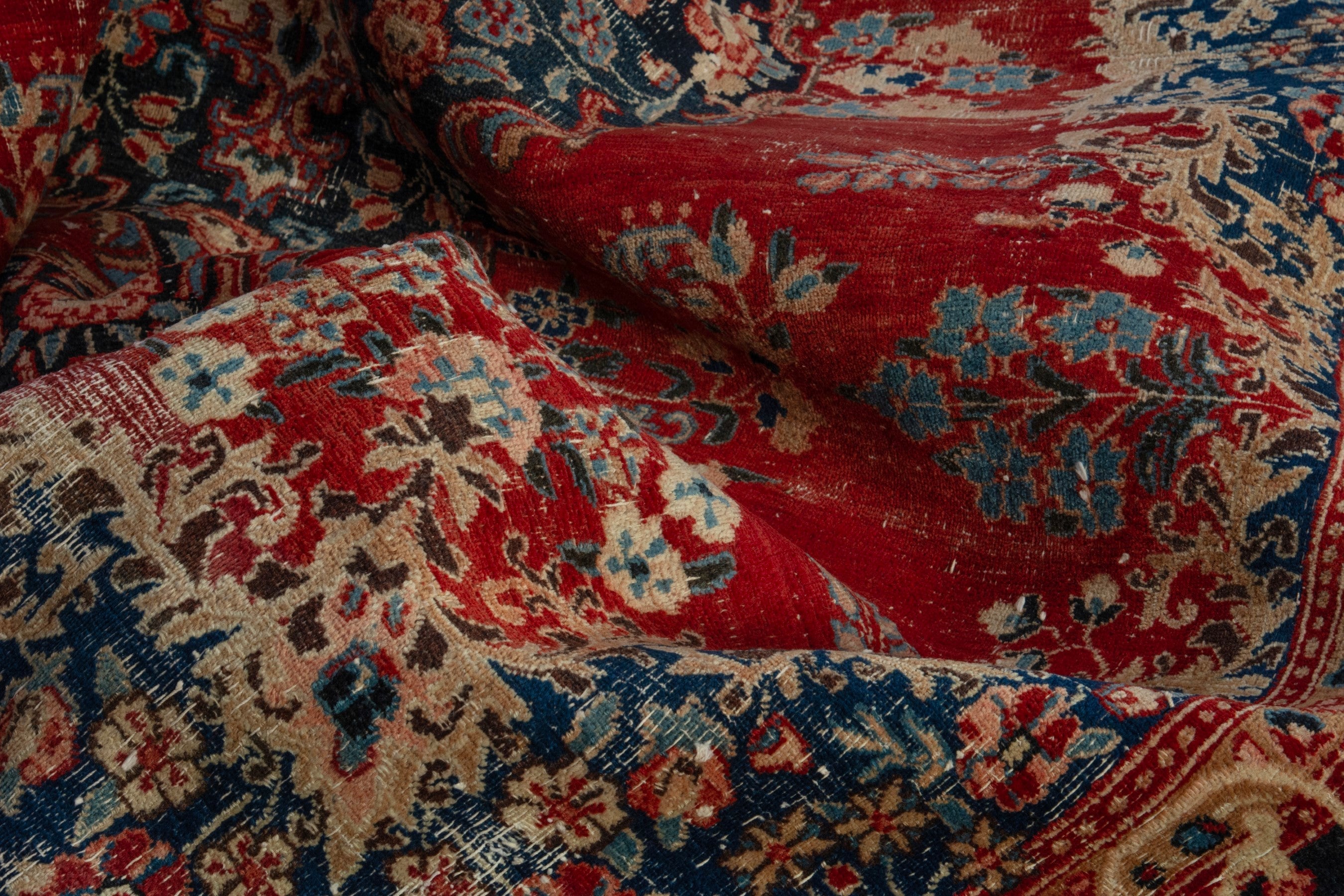 Persian Birjand area rug in deep red and navy, view 16 of 20