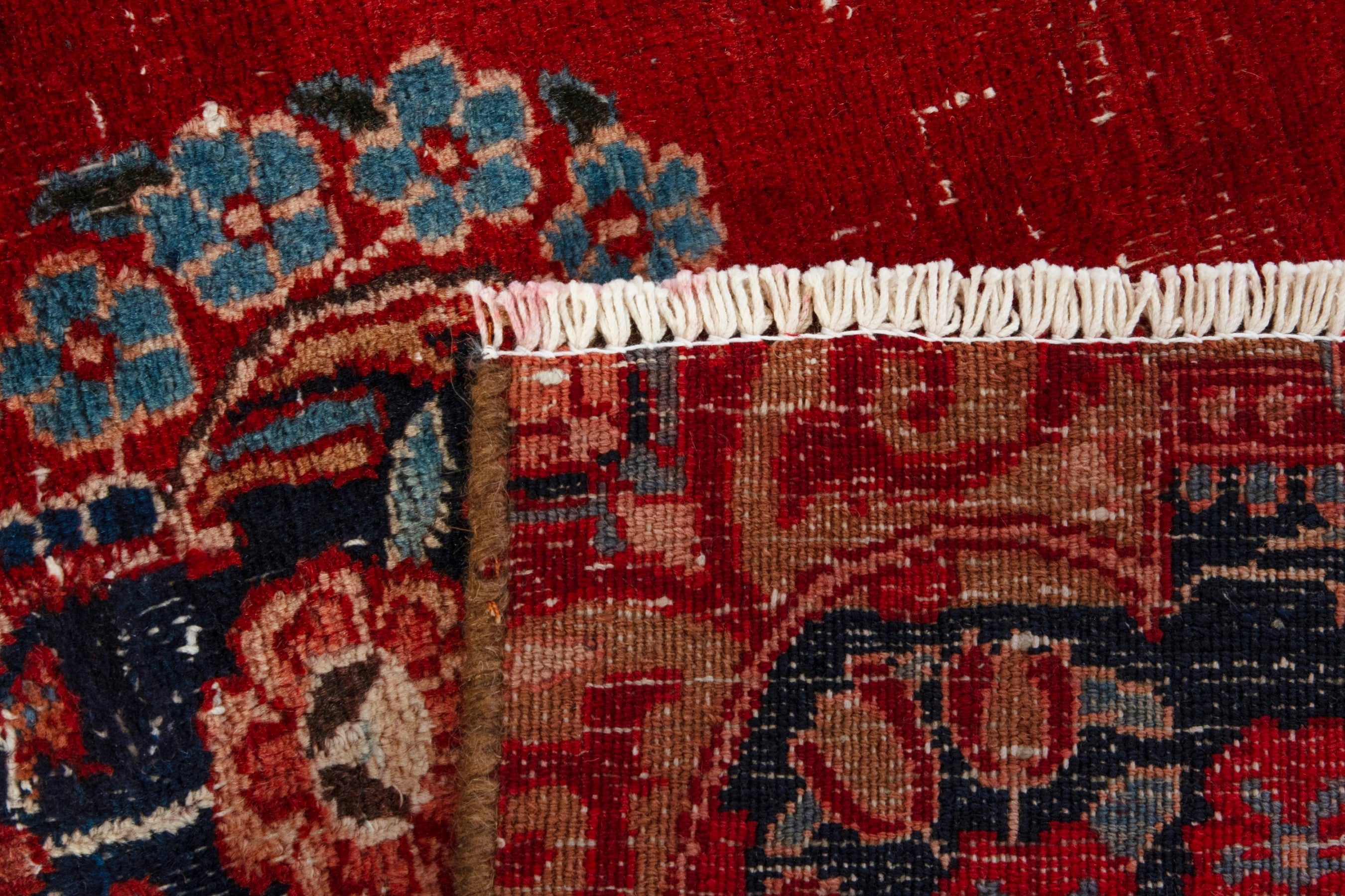 Persian Birjand area rug in deep red and navy, view 20 of 20