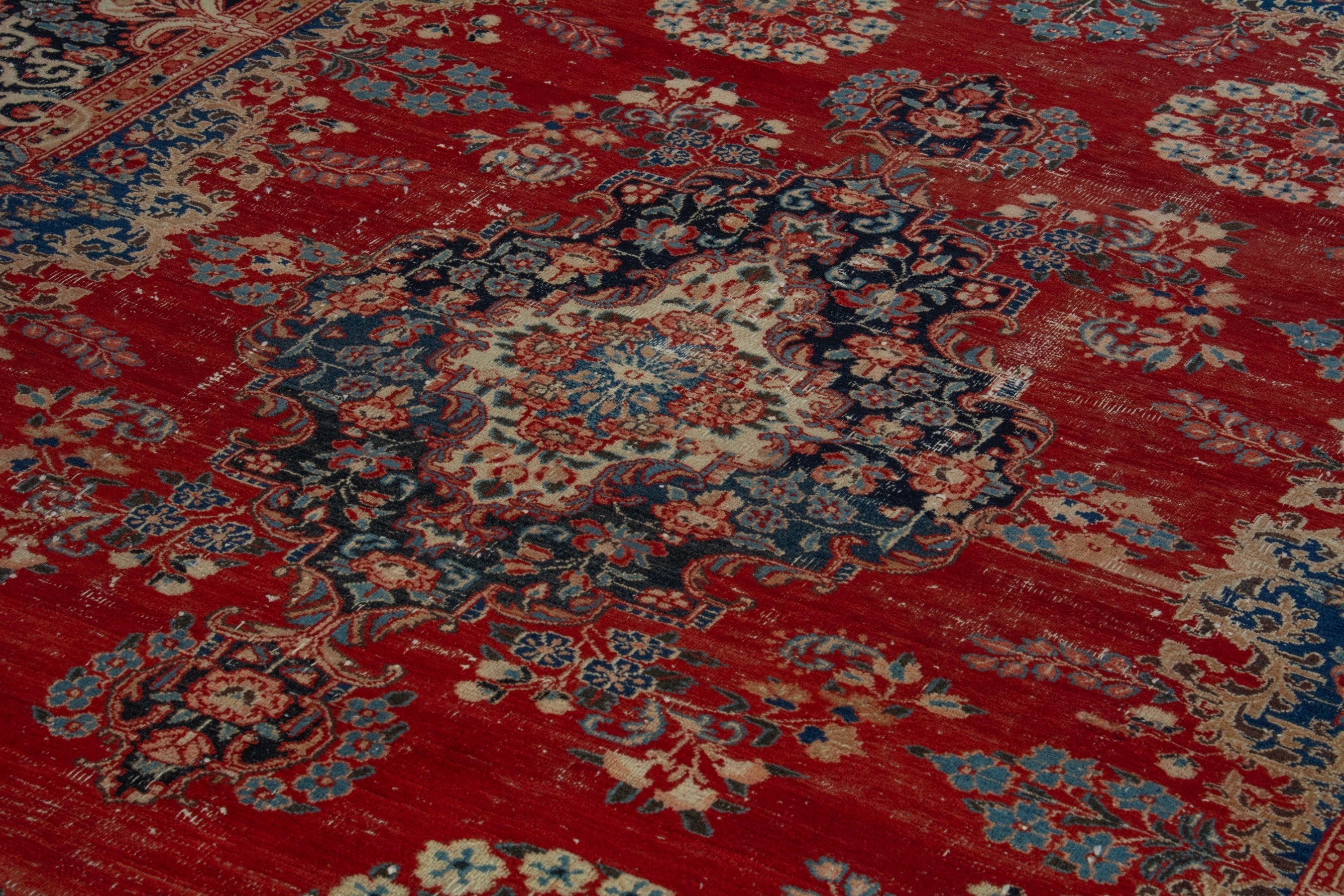 Persian Birjand area rug in deep red and navy, view 9 of 20