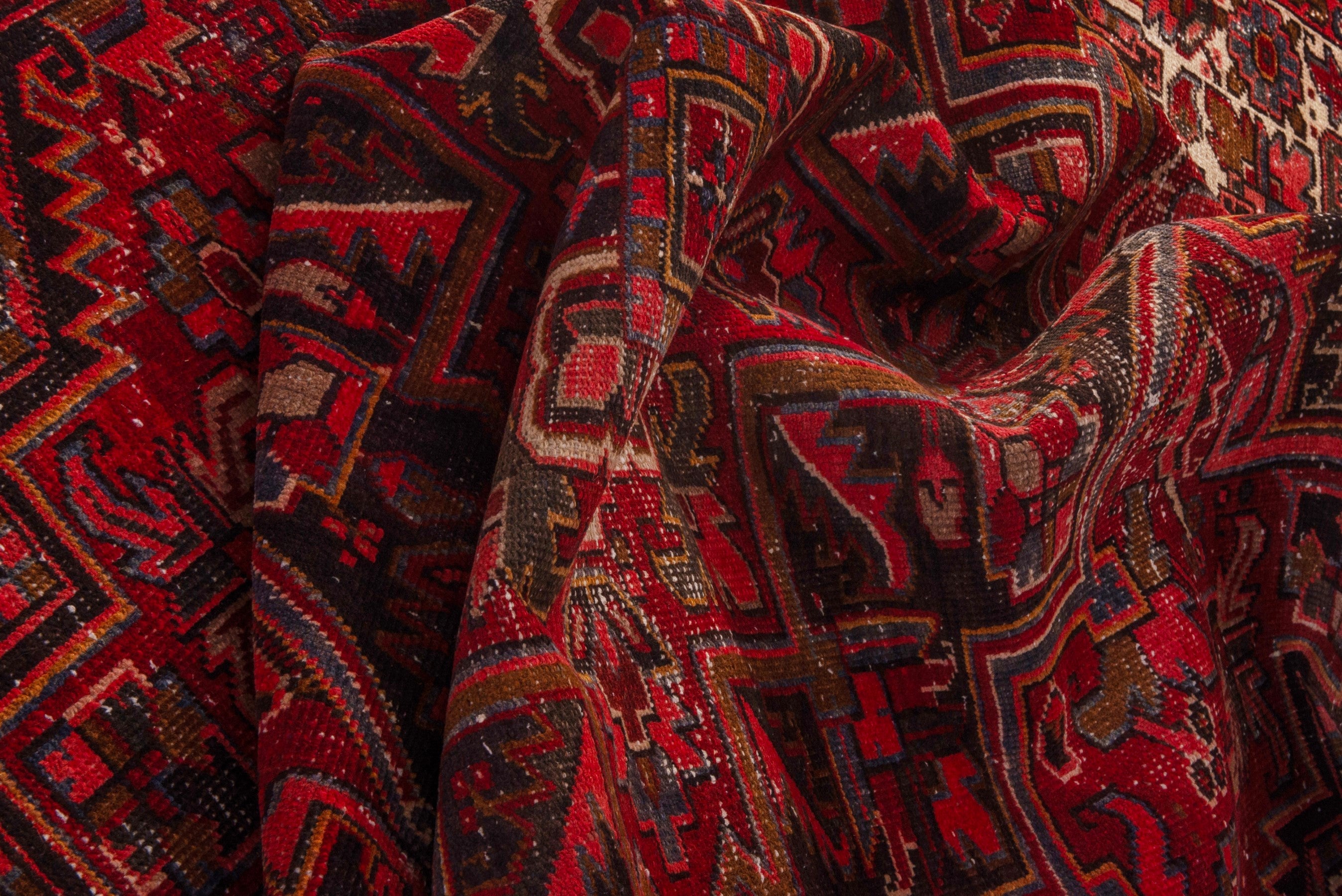 Persian Gorevan area rug in deep red and rust, view 19 of 21