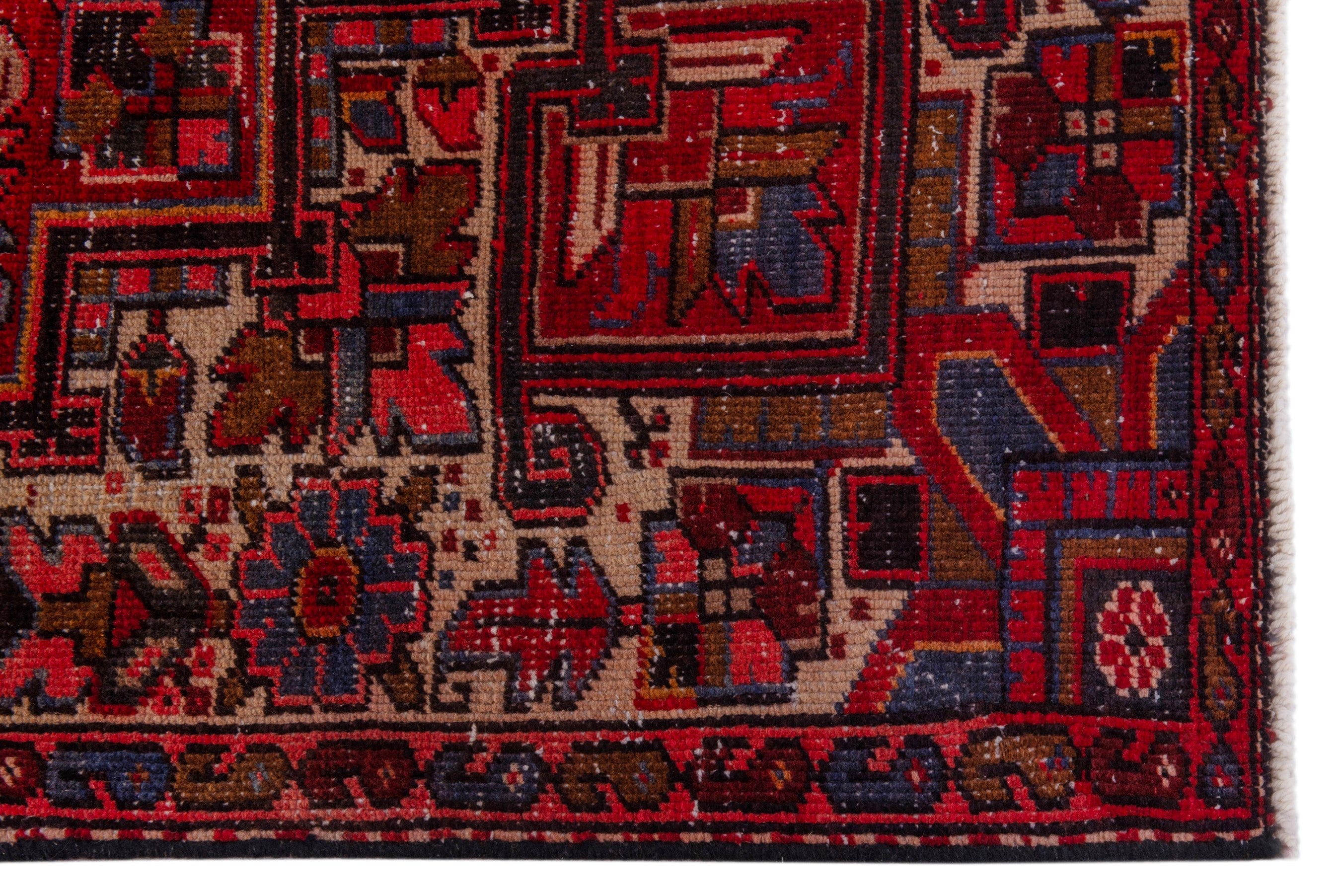 Persian Gorevan area rug in deep red and rust, view 5 of 21