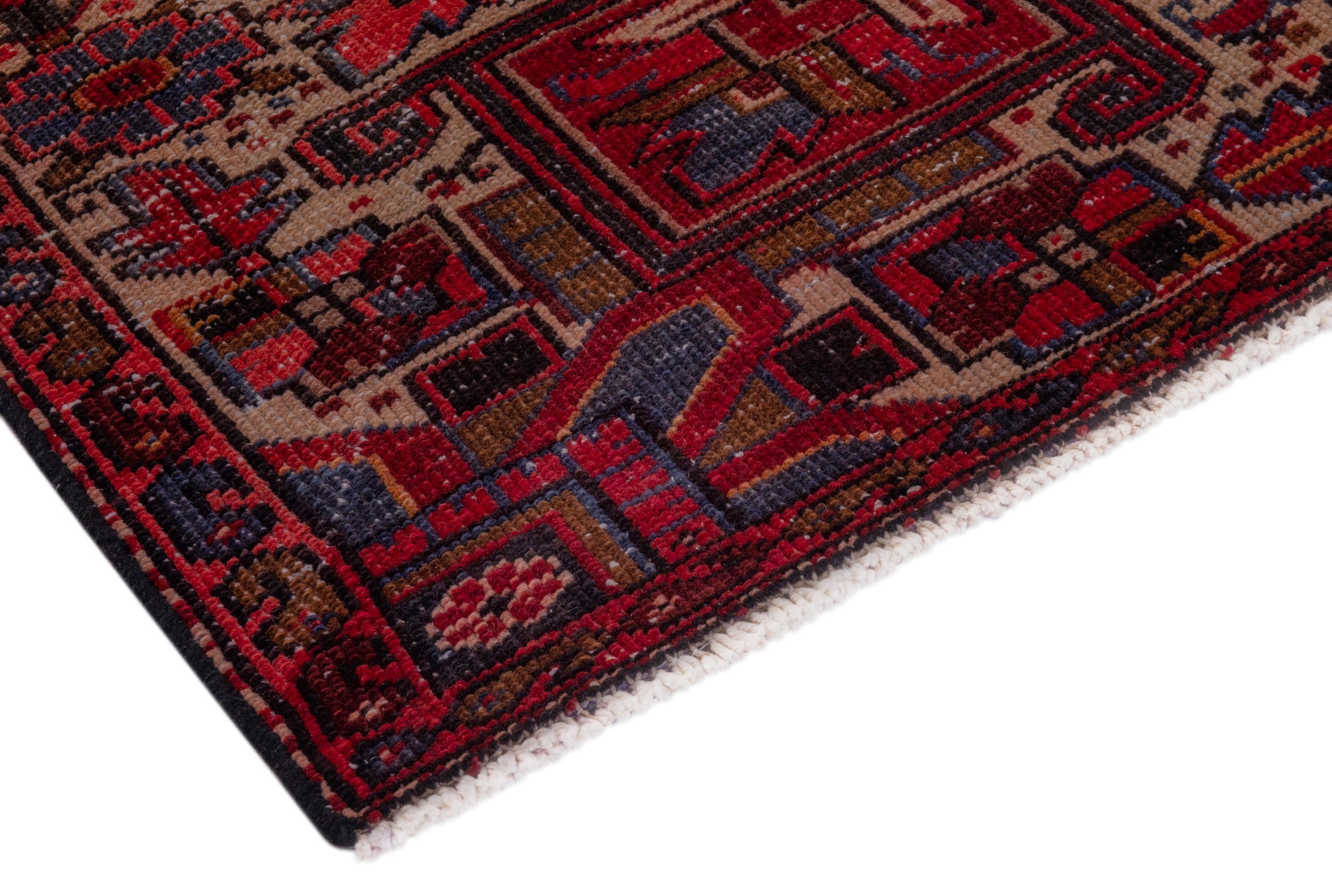 Persian Gorevan area rug in deep red and rust, view 6 of 21