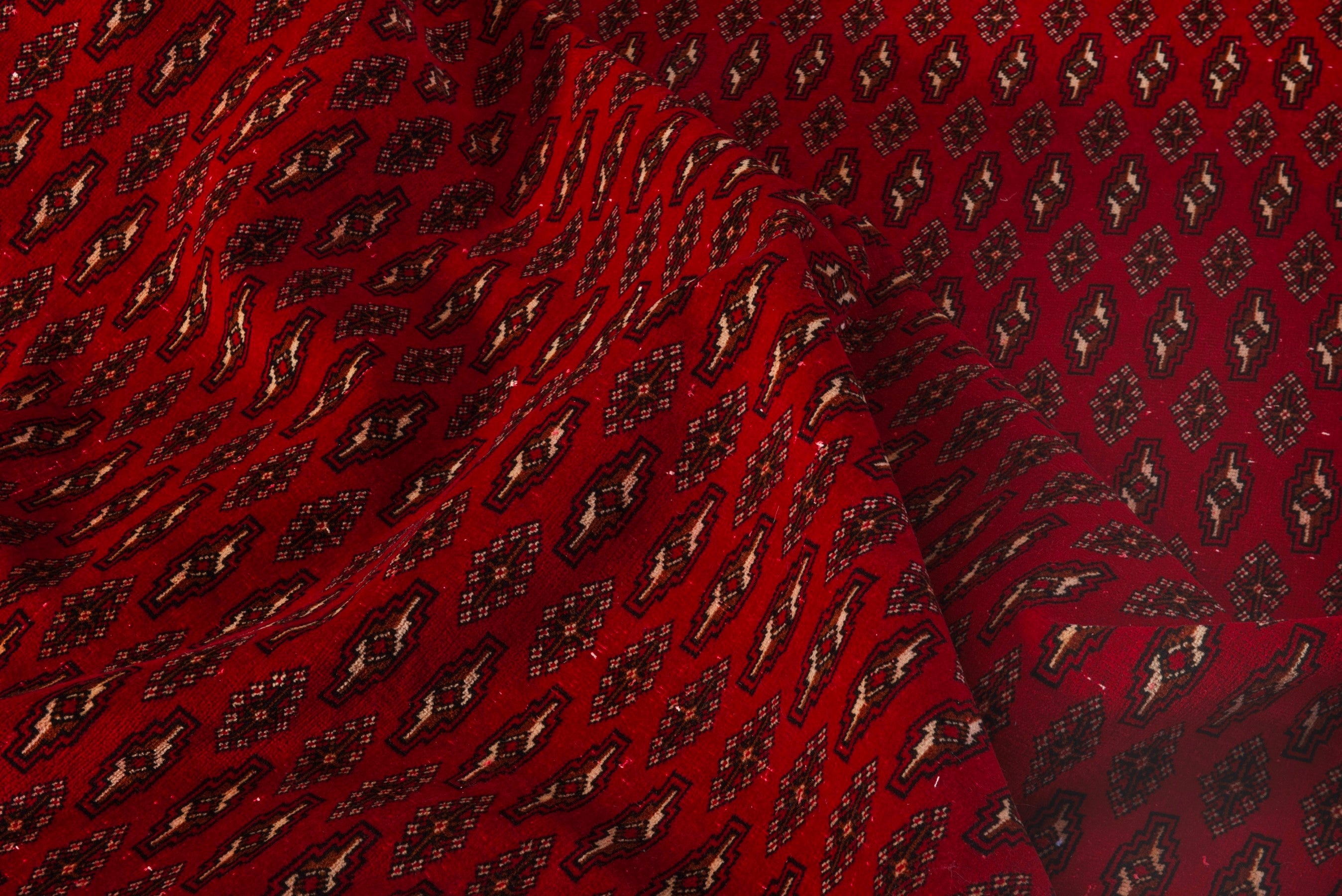 Persian Torkaman oversized rug in burgundy and deep red, view 15 of 20