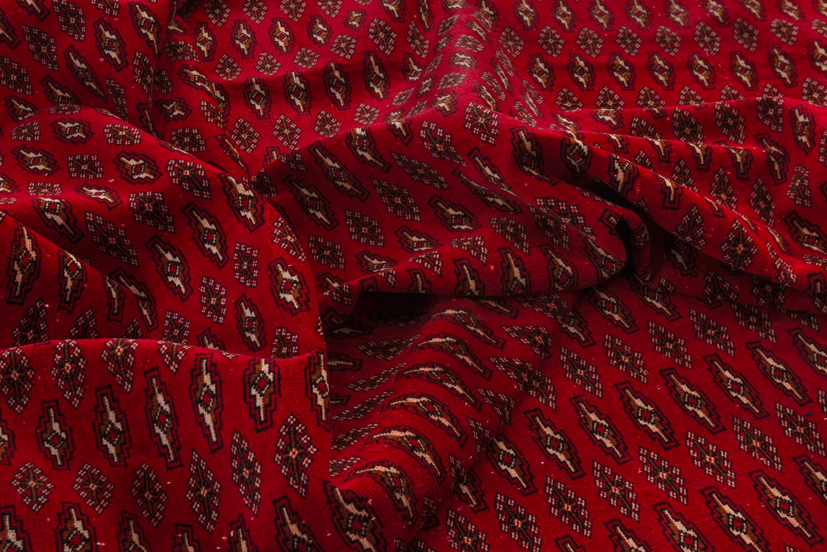 Persian Torkaman oversized rug in burgundy and deep red, view 17 of 20