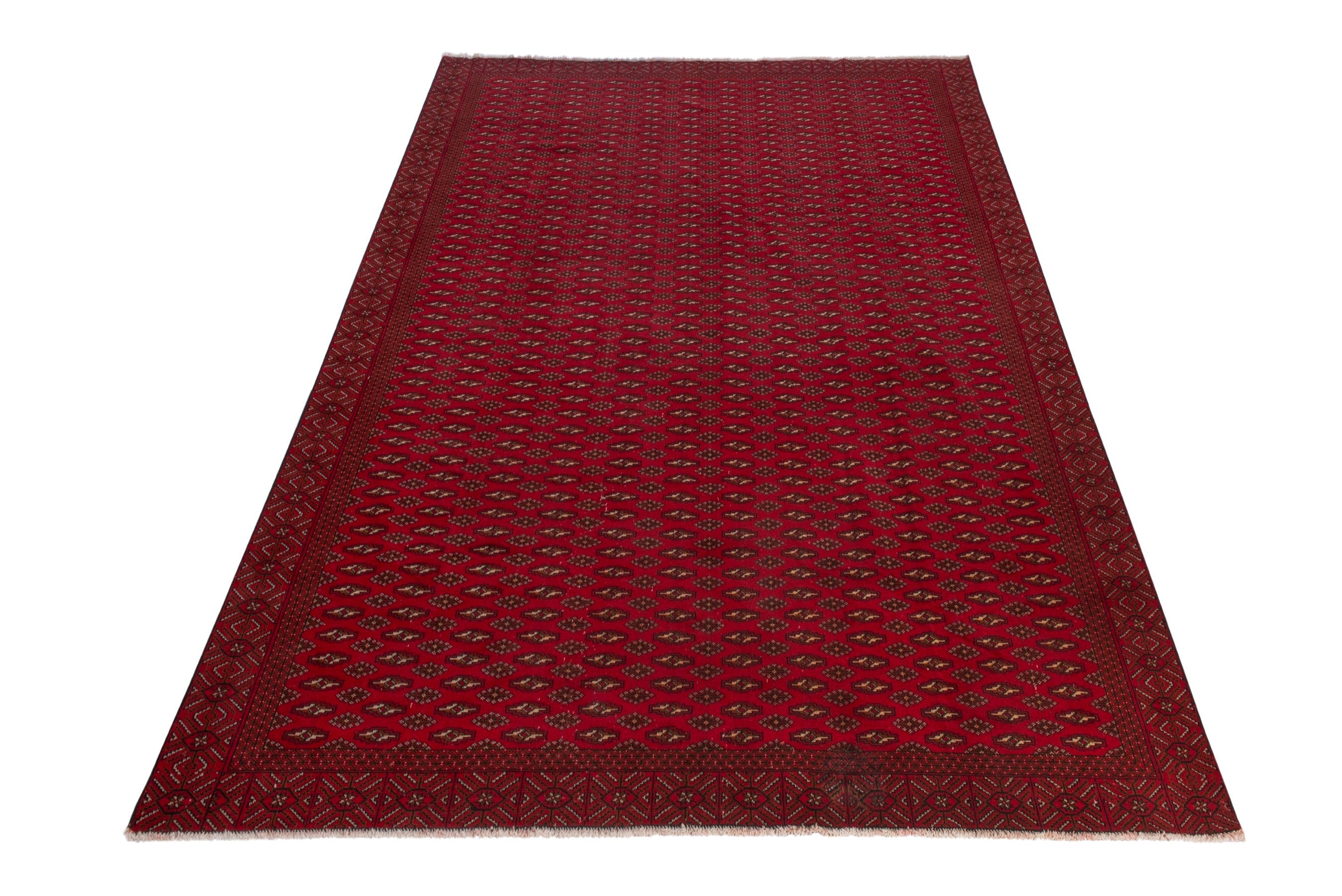 Persian Torkaman oversized rug in burgundy and deep red, view 2 of 20