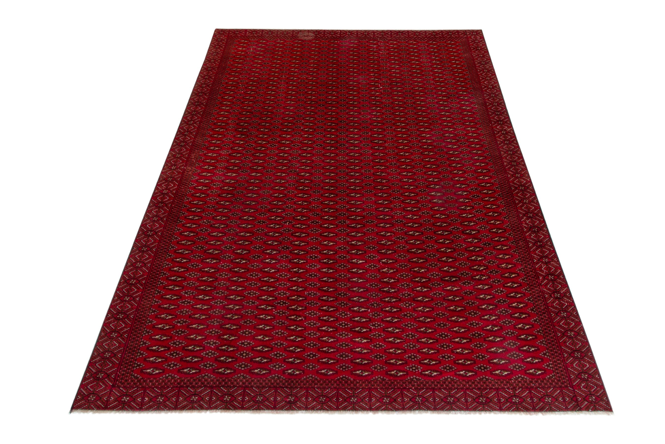 Persian Torkaman oversized rug in burgundy and deep red, view 3 of 20