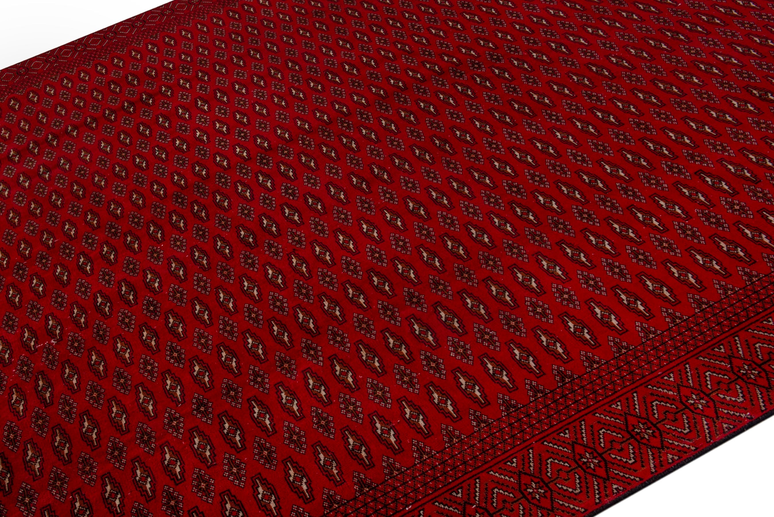 Persian Torkaman oversized rug in burgundy and deep red, view 4 of 20