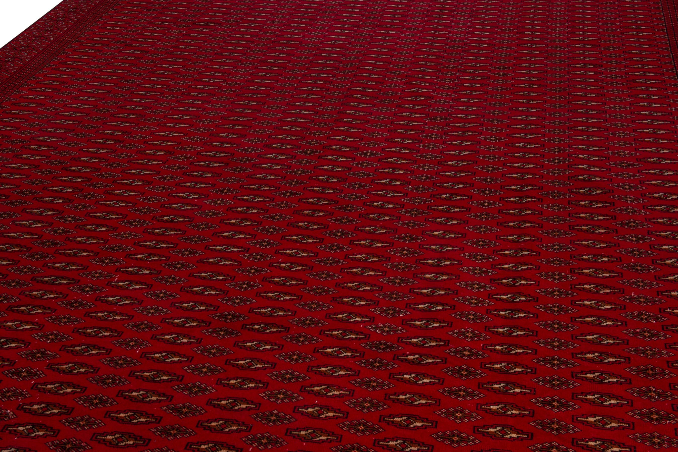 Persian Torkaman oversized rug in burgundy and deep red, view 9 of 20