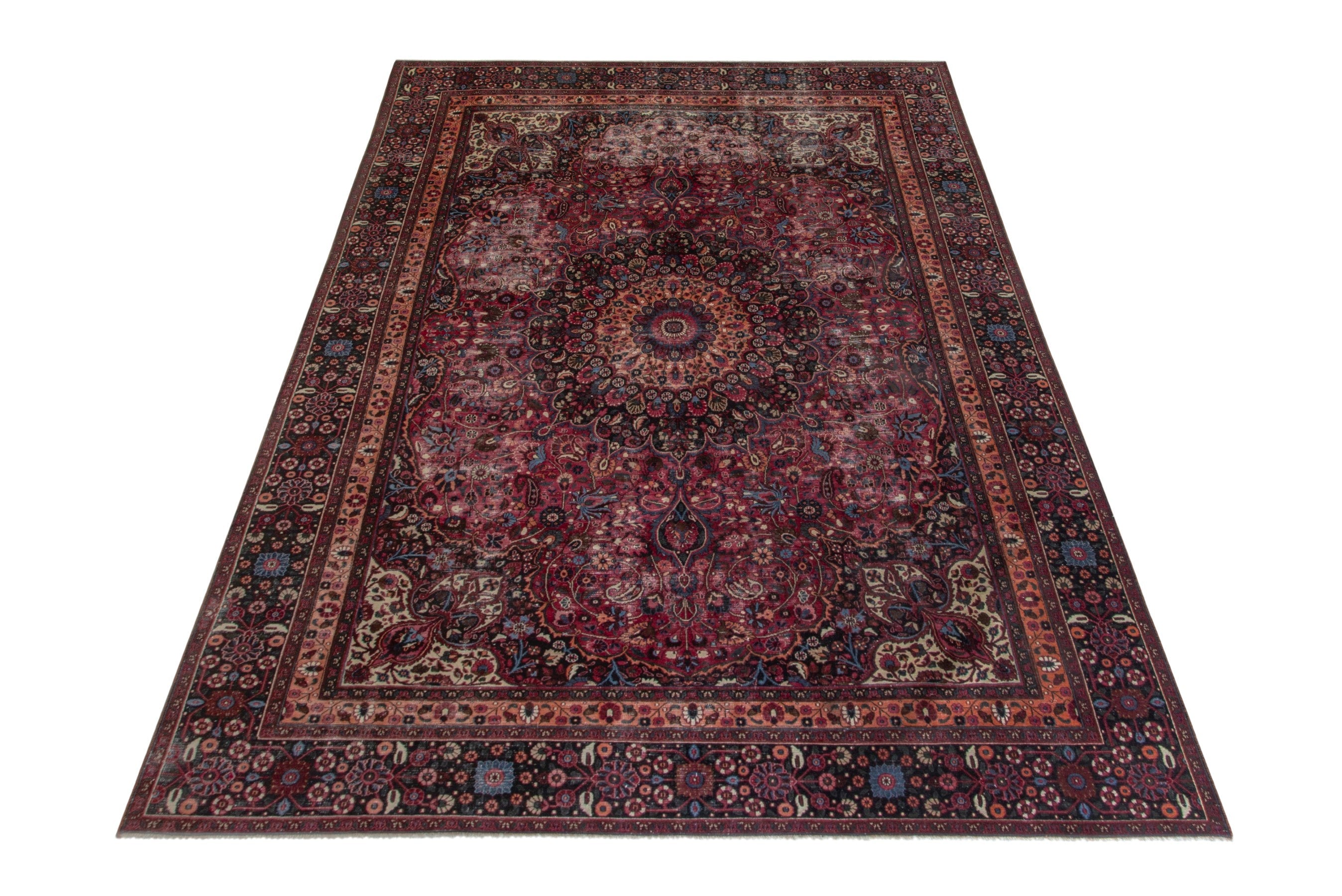 Persian Birjand oversized rug in burgundy and deep red, view 2 of 19