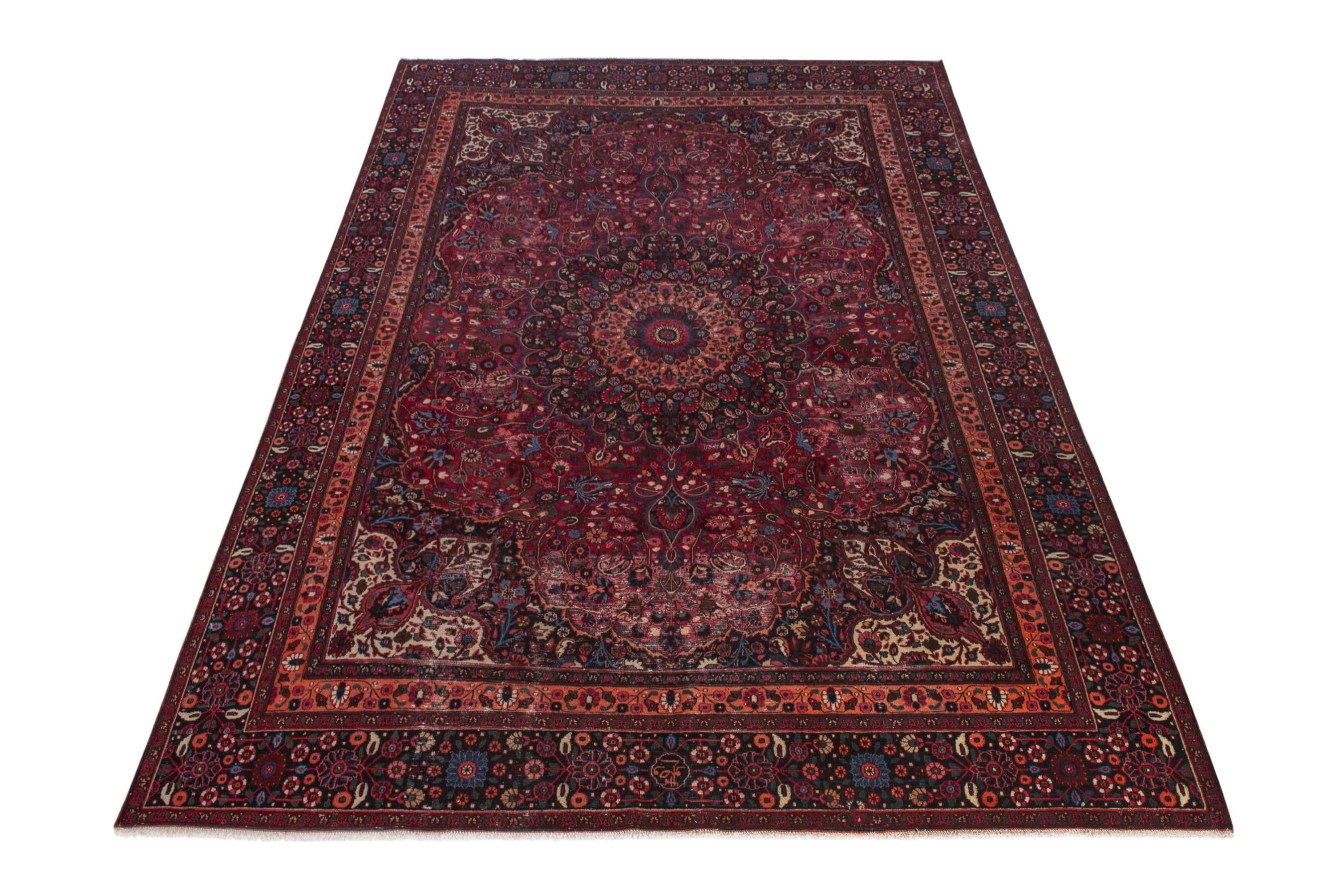 Persian Birjand oversized rug in burgundy and deep red, view 3 of 19