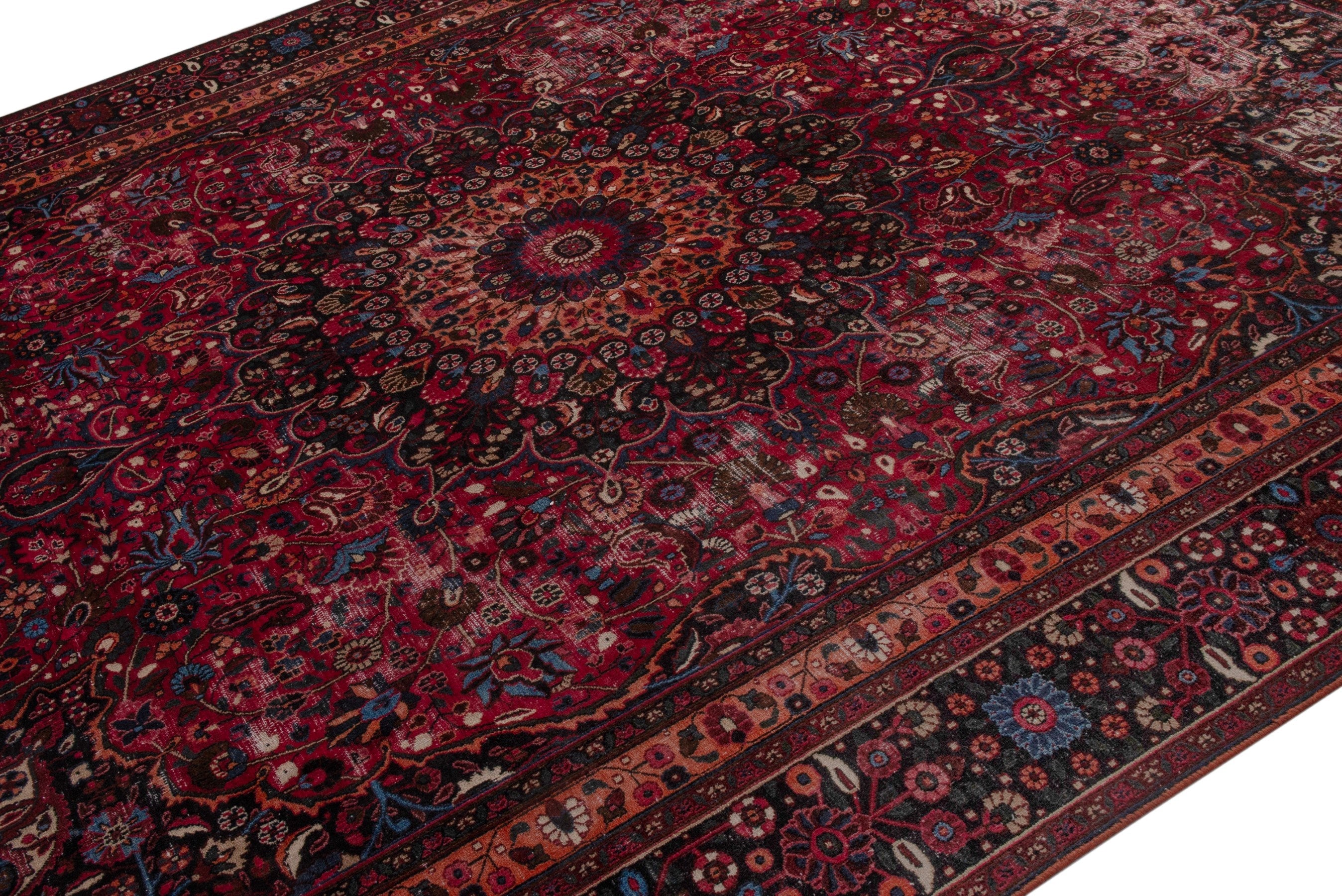 Persian Birjand oversized rug in burgundy and deep red, view 4 of 19