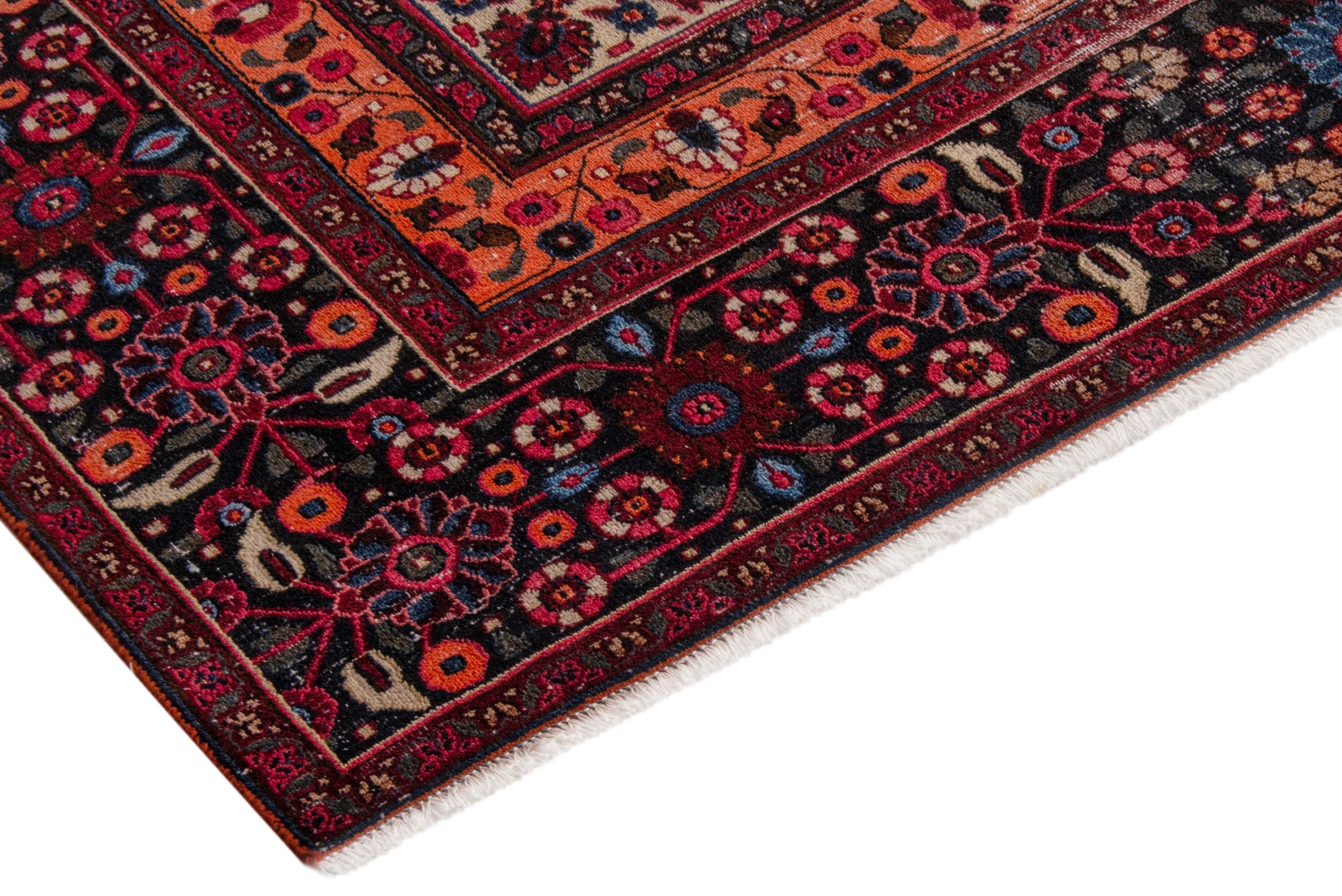 Persian Birjand oversized rug in burgundy and deep red, view 5 of 19