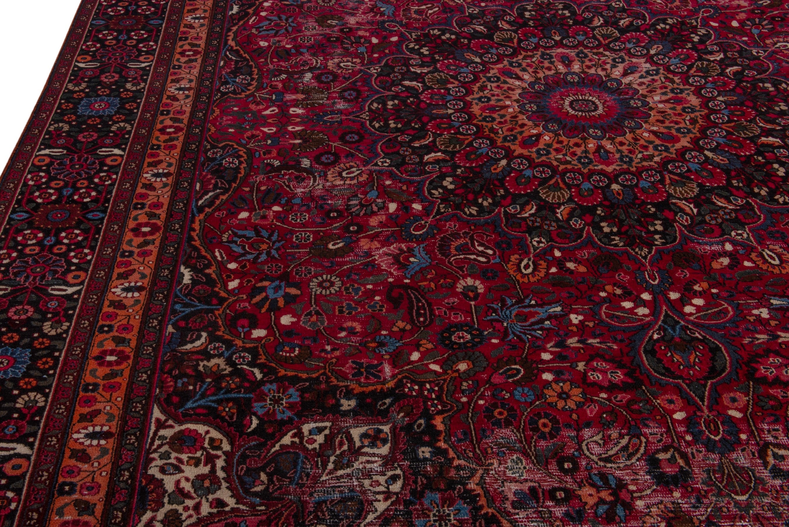 Persian Birjand oversized rug in burgundy and deep red, view 6 of 19