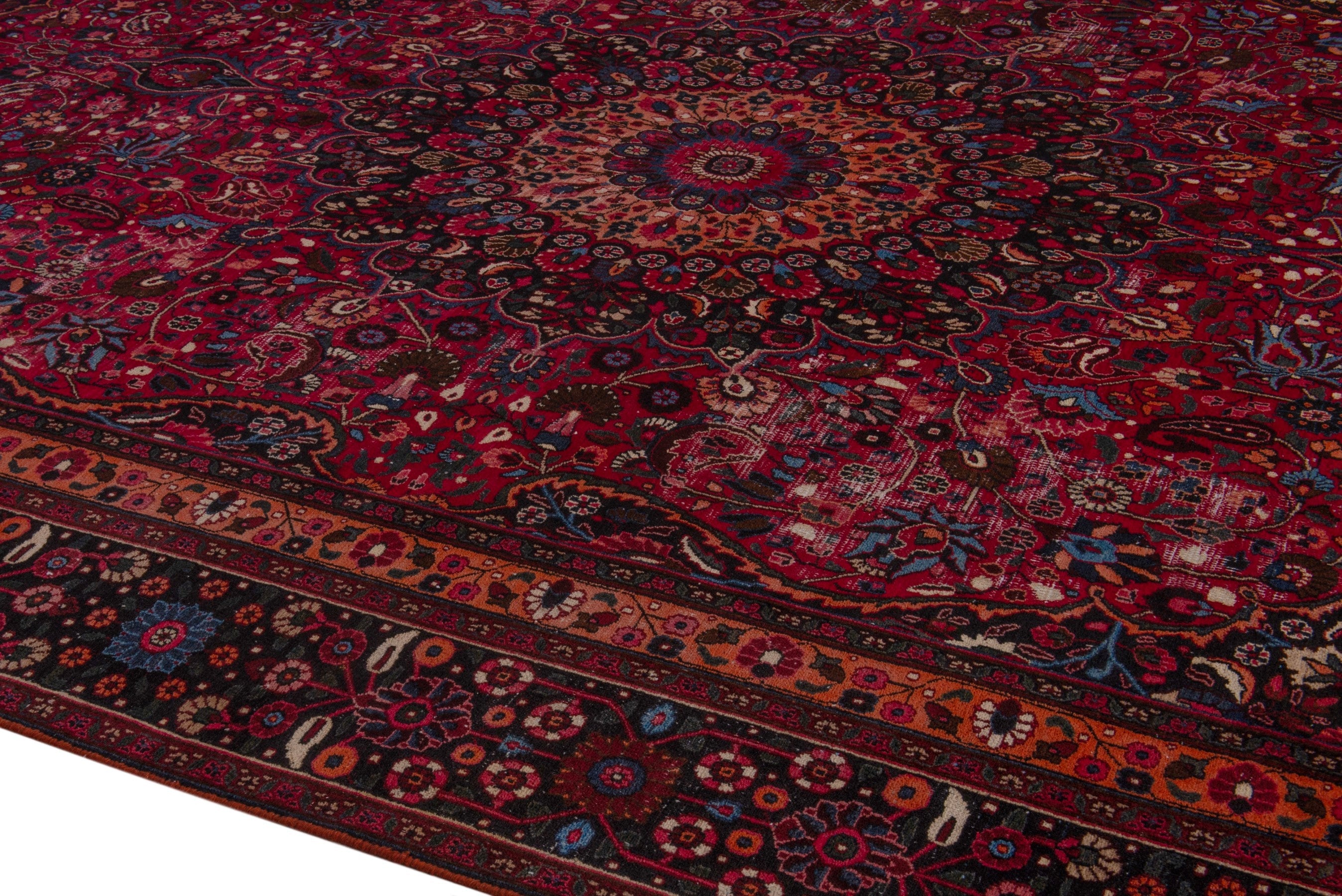 Persian Birjand oversized rug in burgundy and deep red, view 7 of 19