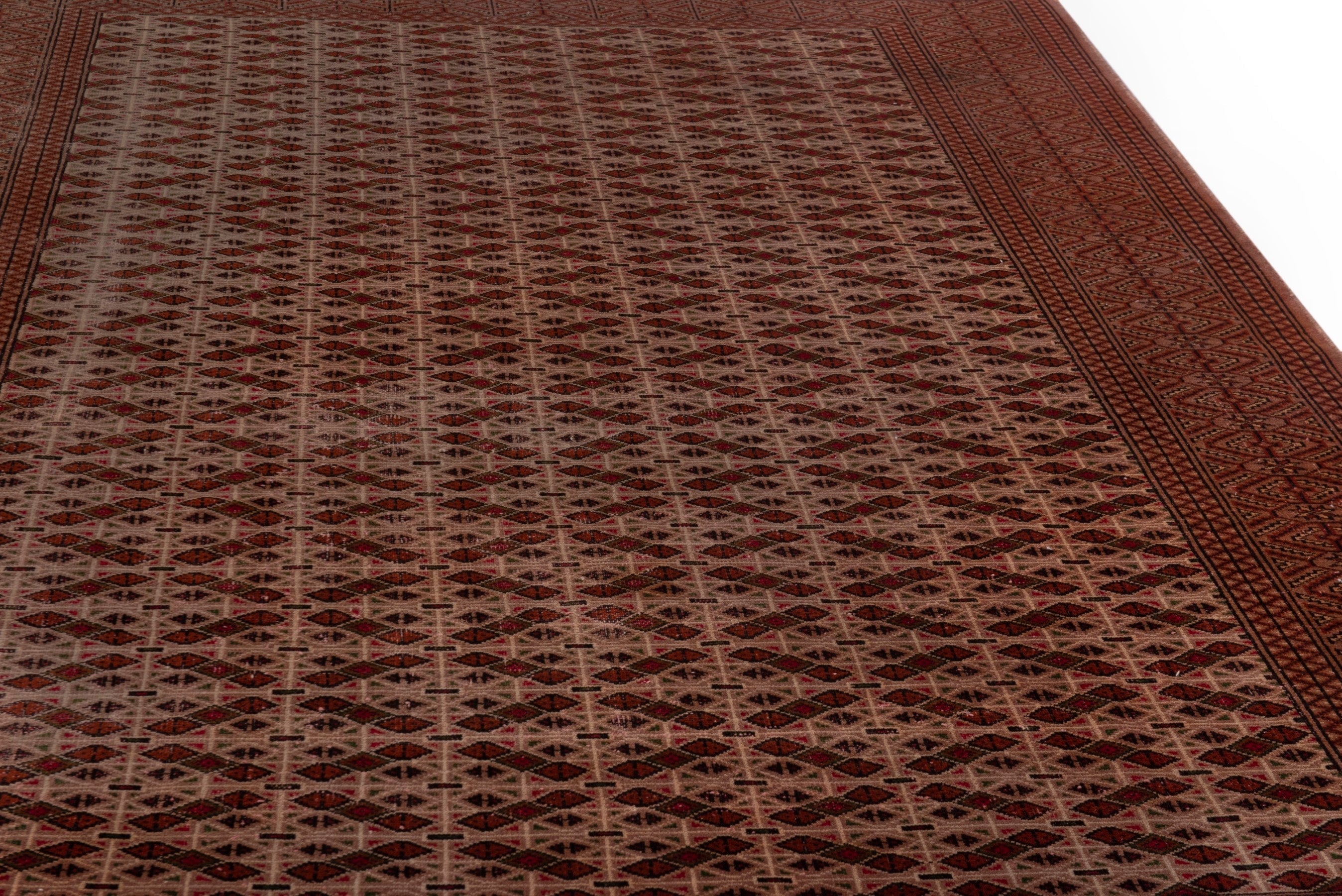 Persian Torkaman area rug in tan and brown, view 10 of 18