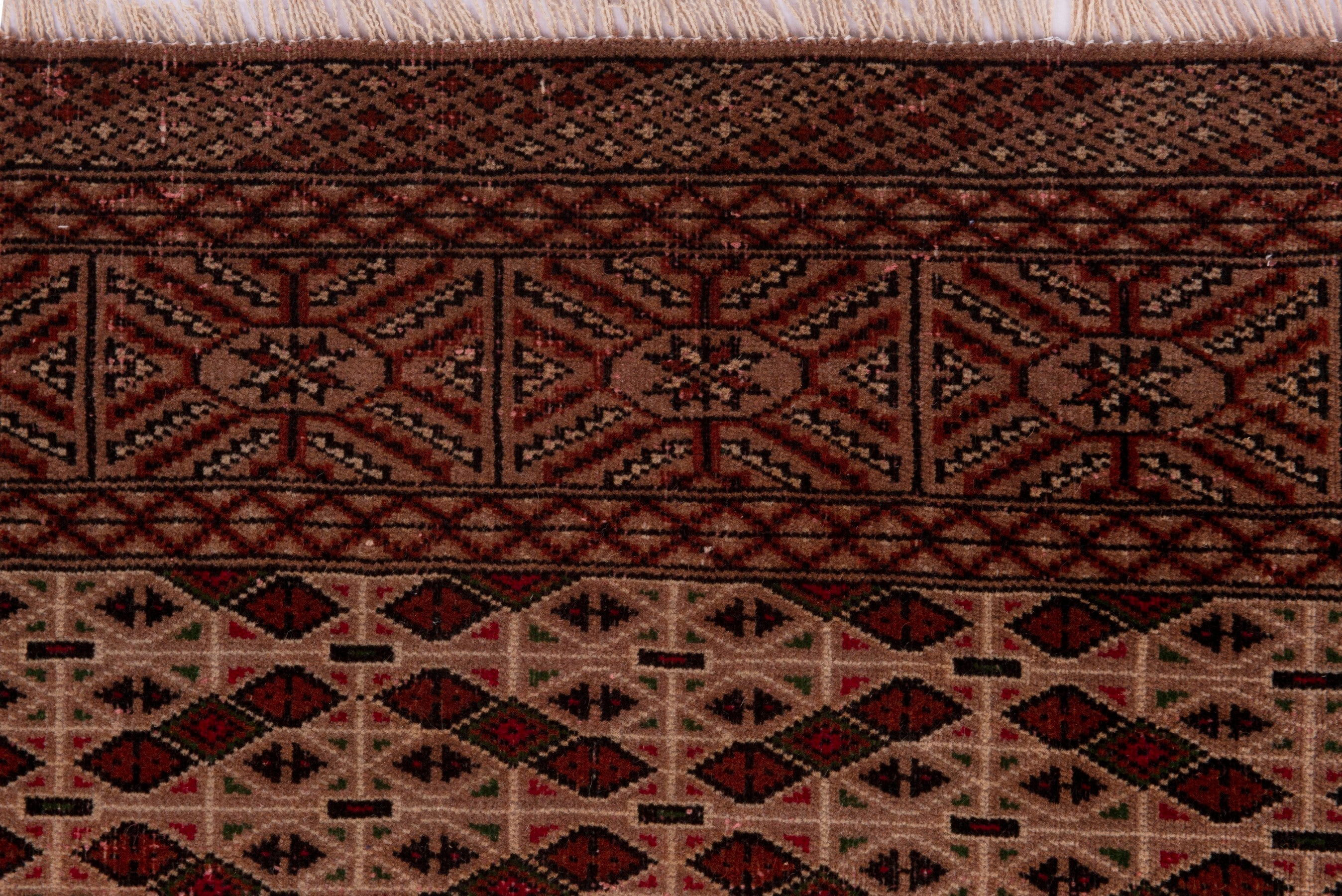 Persian Torkaman area rug in tan and brown, view 11 of 18
