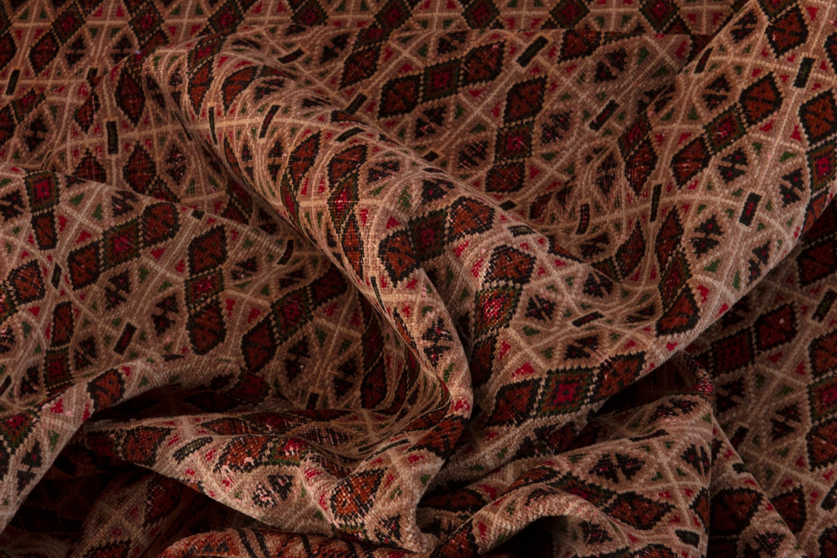 Persian Torkaman area rug in tan and brown, view 16 of 18