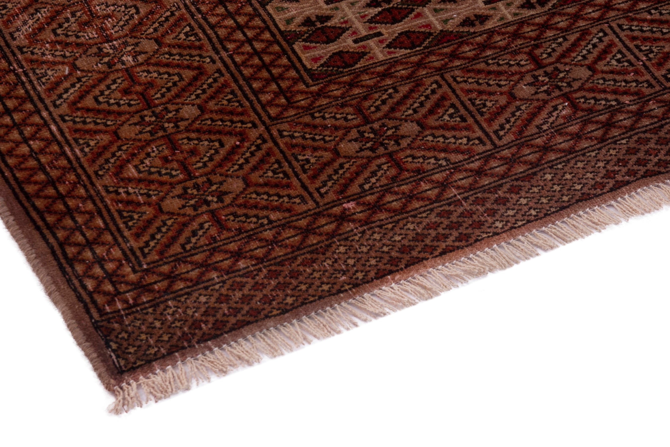 Persian Torkaman area rug in tan and brown, view 6 of 18