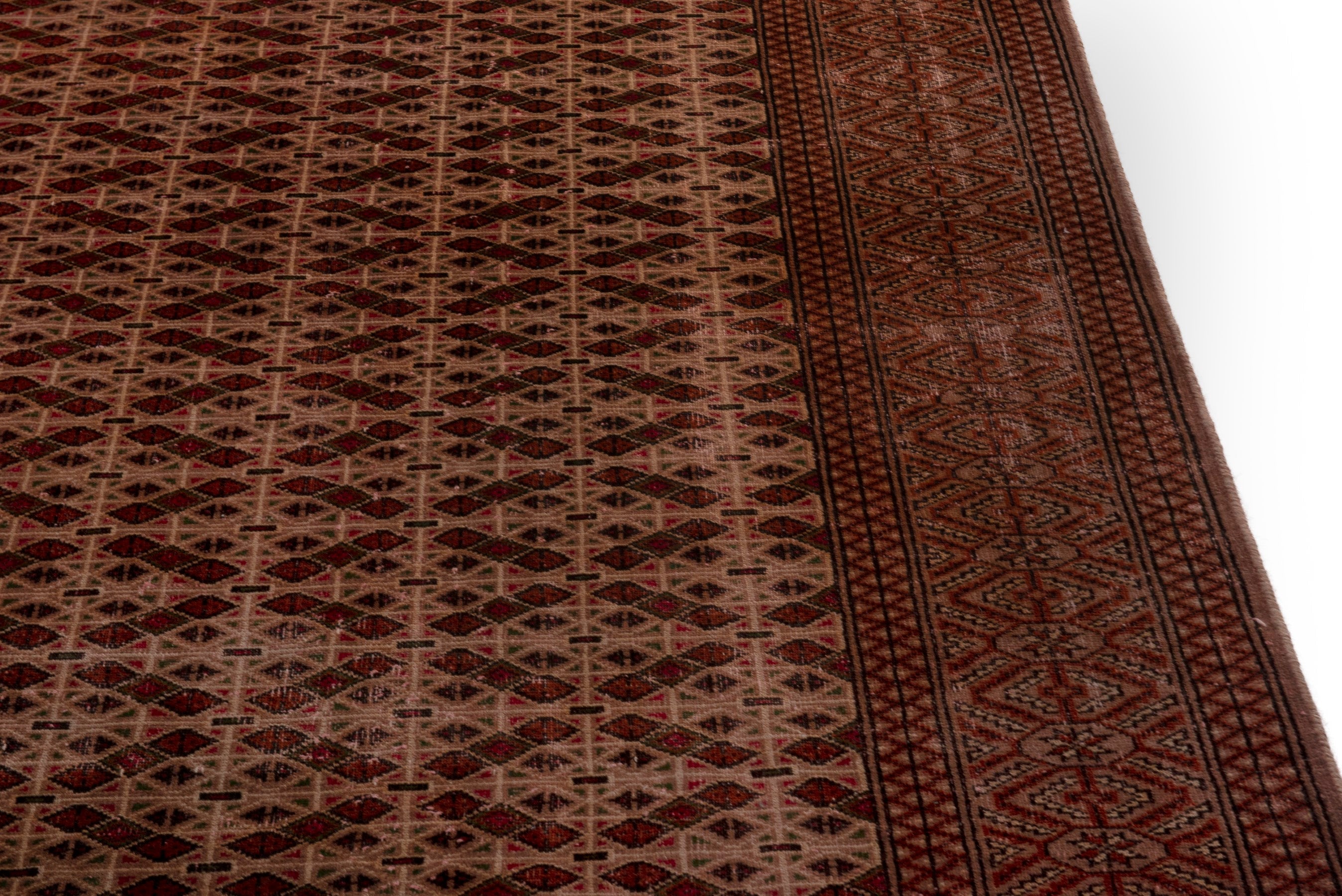 Persian Torkaman area rug in tan and brown, view 7 of 18