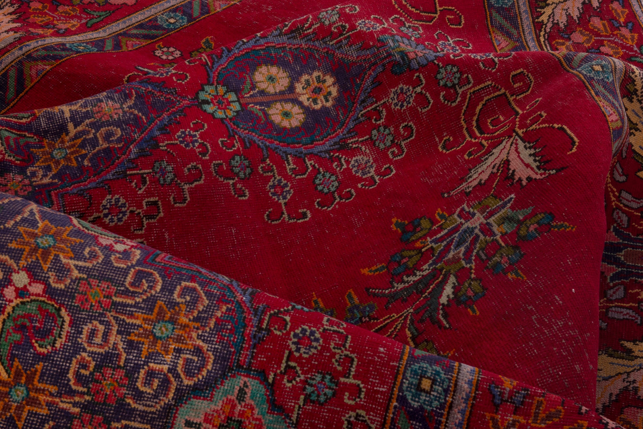 Persian Tabriz oversized rug in deep red and burgundy, view 18 of 19