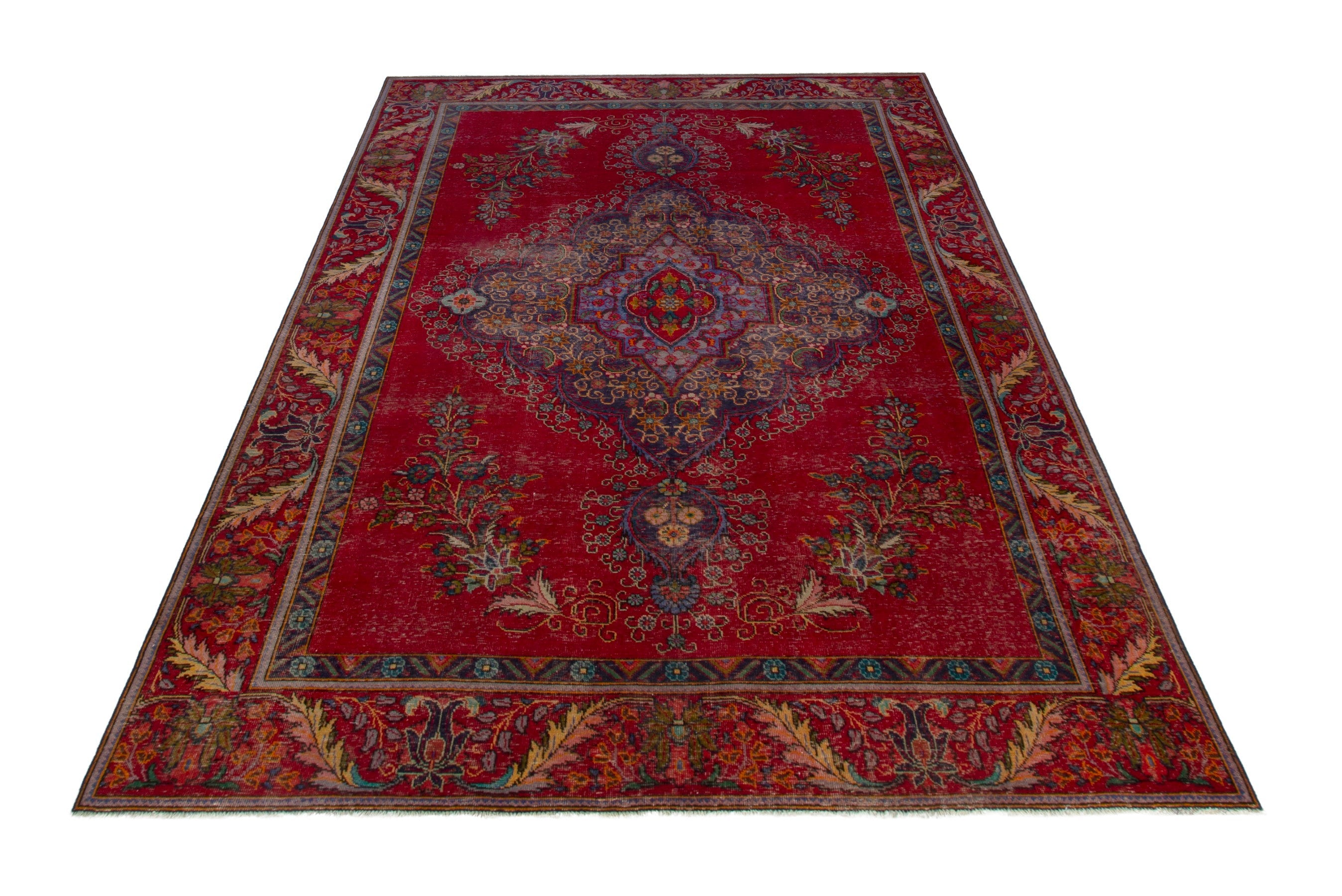 Persian Tabriz oversized rug in deep red and burgundy, view 2 of 19