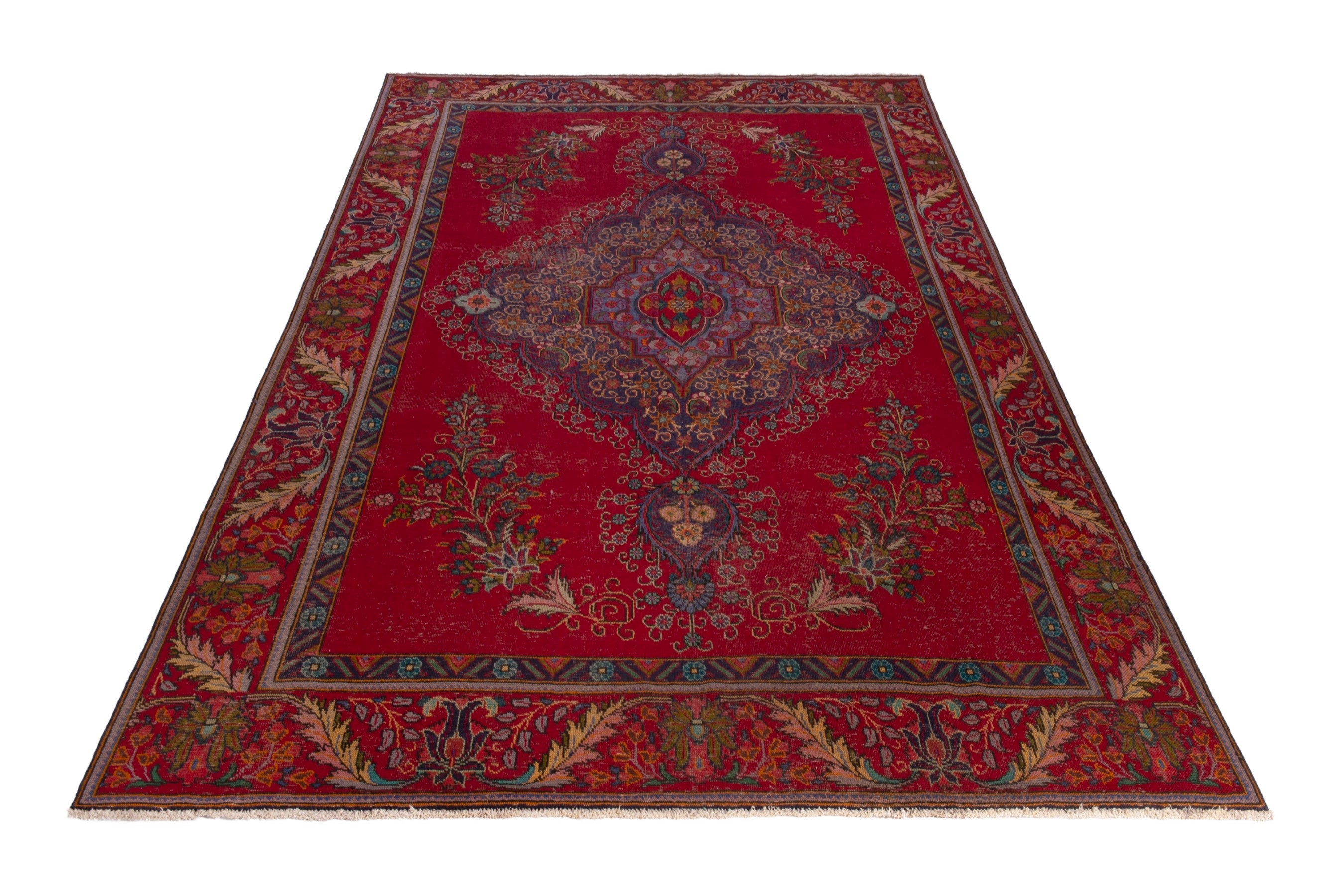 Persian Tabriz oversized rug in deep red and burgundy, view 3 of 19