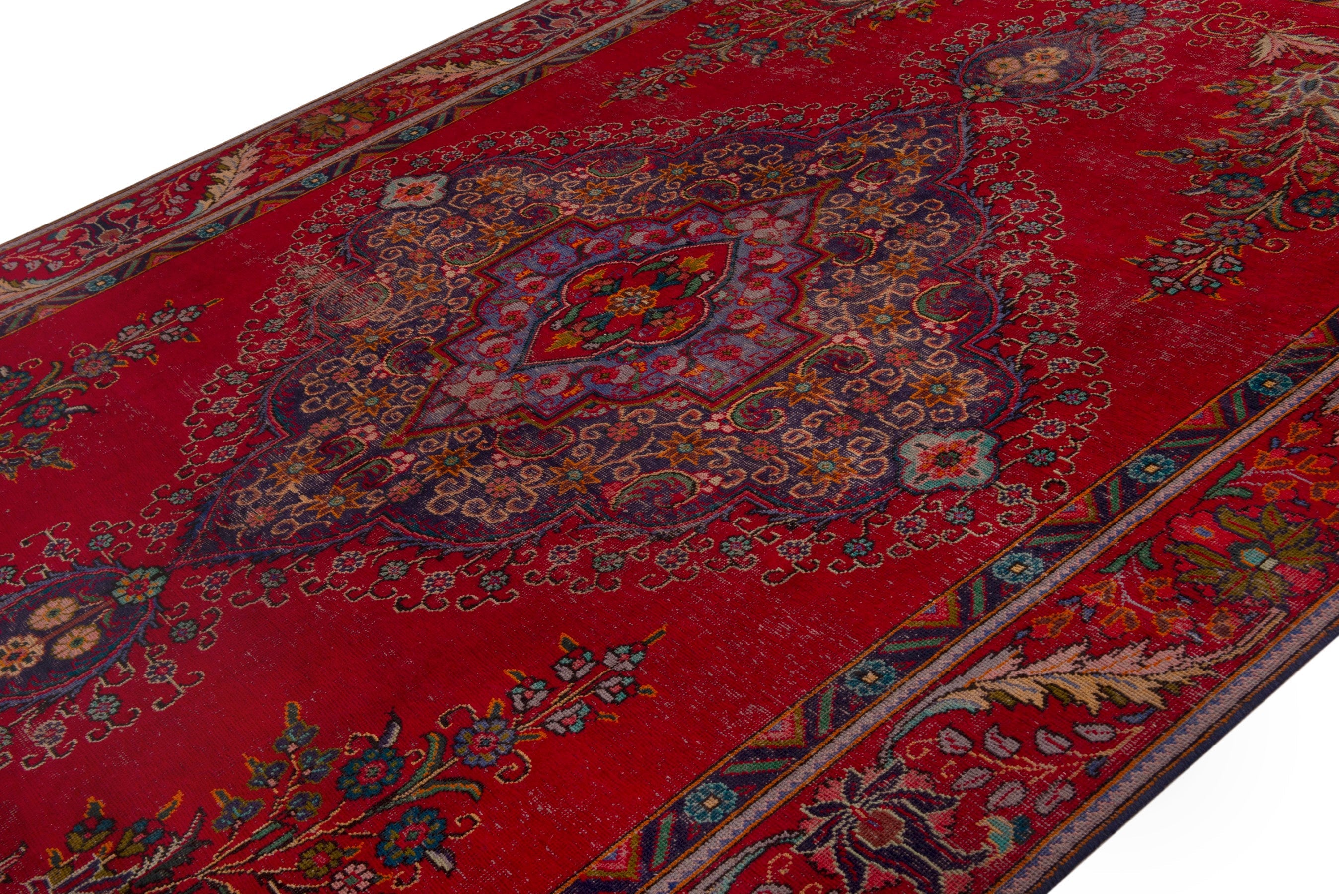 Persian Tabriz oversized rug in deep red and burgundy, view 4 of 19
