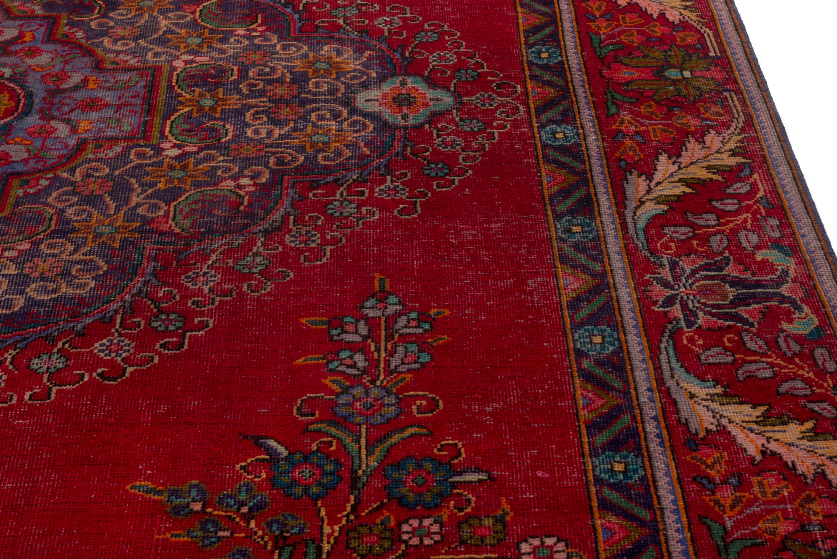 Persian Tabriz oversized rug in deep red and burgundy, view 7 of 19