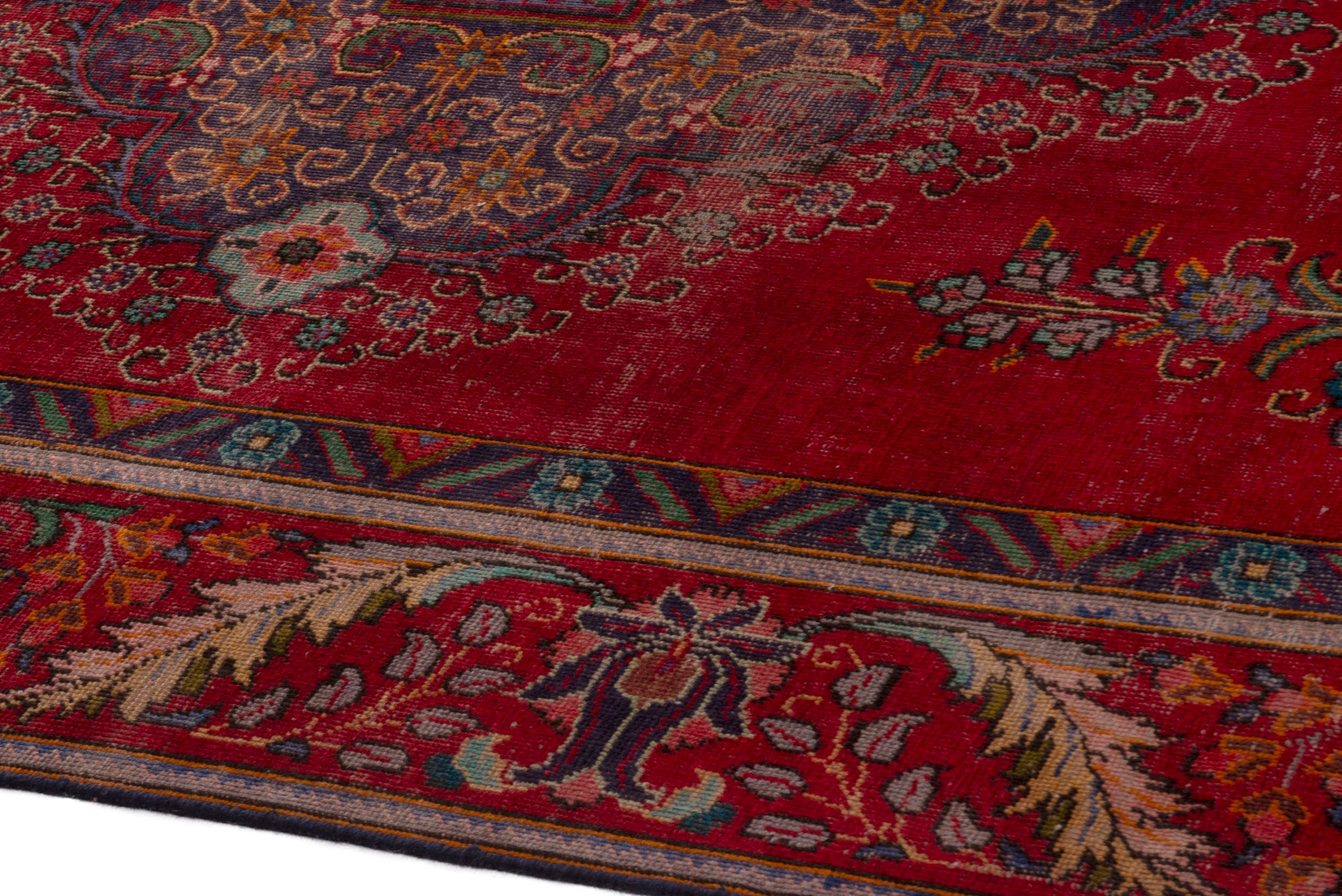 Persian Tabriz oversized rug in deep red and burgundy, view 8 of 19
