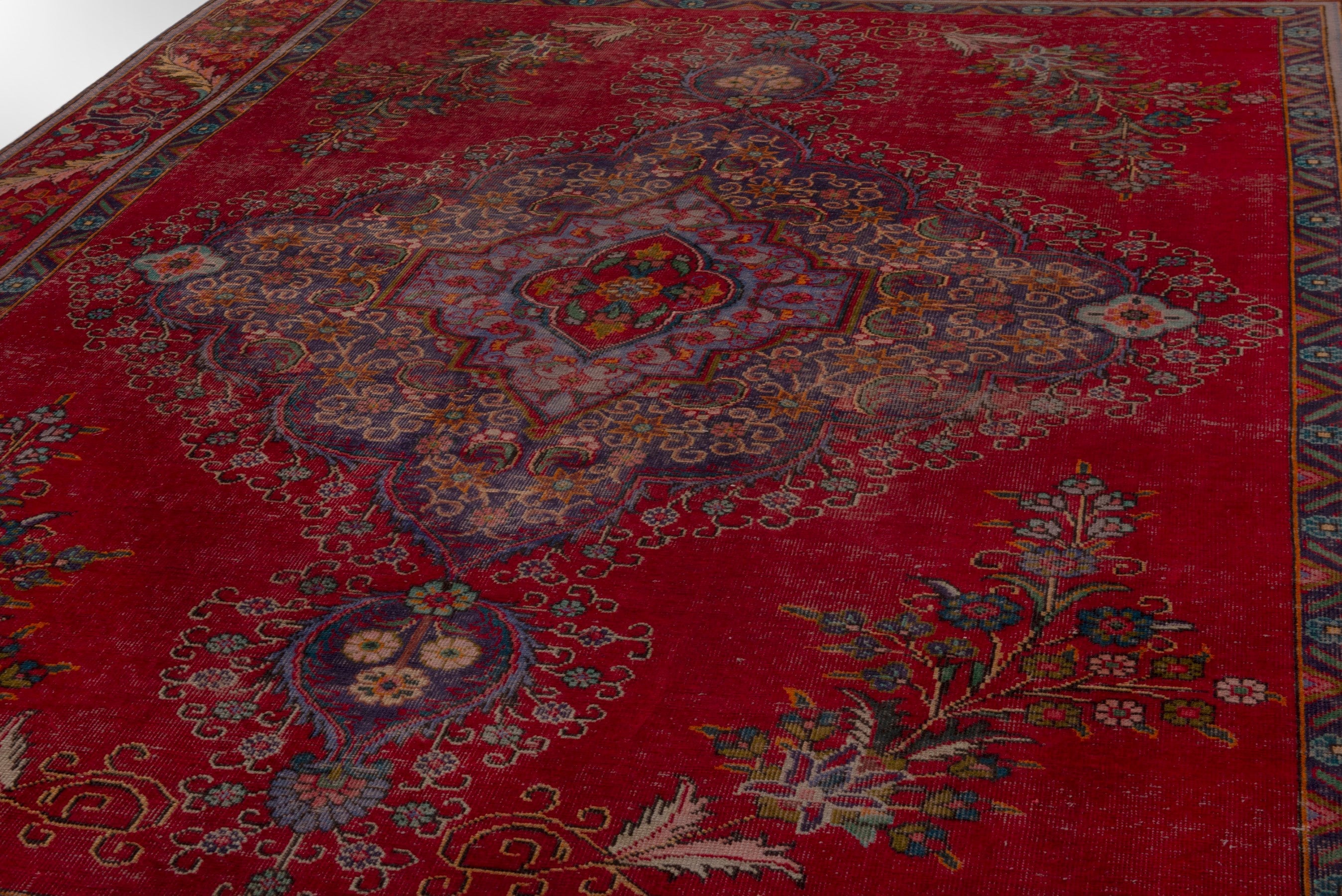 Persian Tabriz oversized rug in deep red and burgundy, view 9 of 19