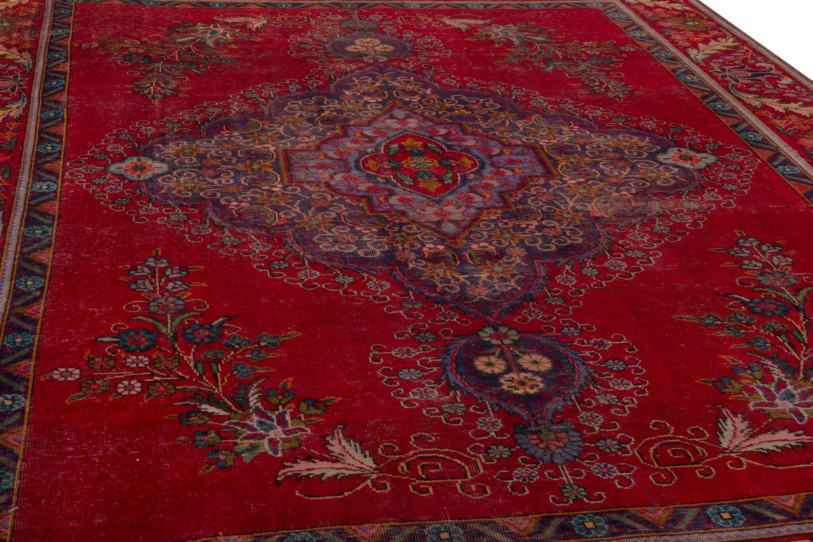 Persian Tabriz oversized rug in deep red and burgundy, view 10 of 19