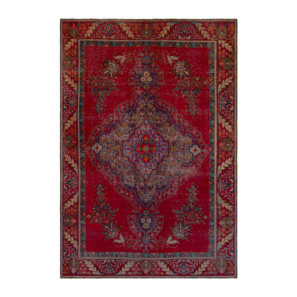 Persian Tabriz oversized rug in deep red and burgundy, 9'1" x 12'8"