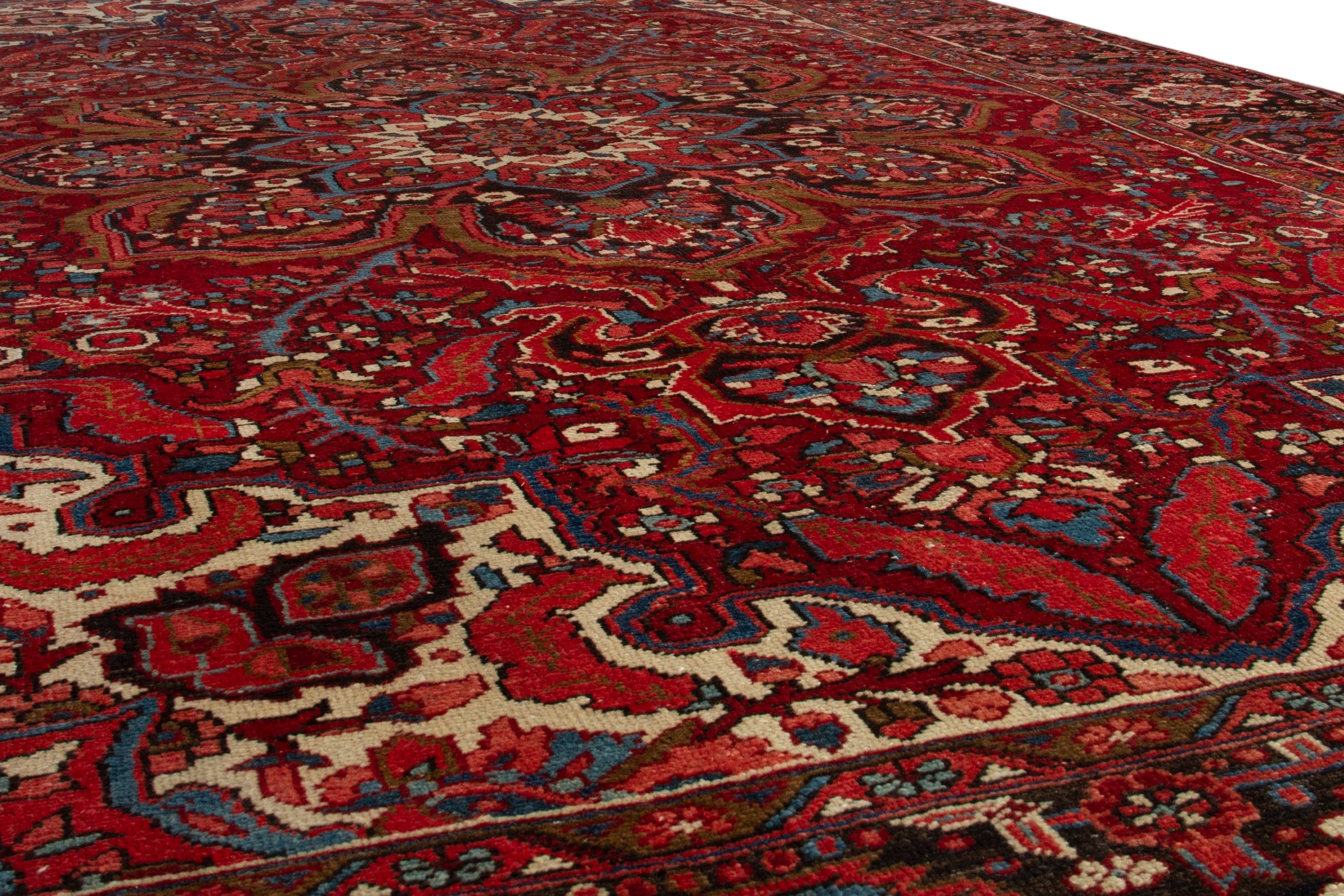 Persian Heriz oversized rug in deep red and burgundy, view 10 of 18